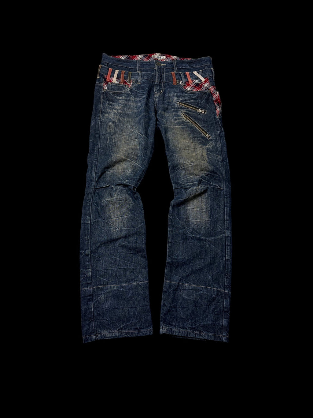 00' Rodeo Plaid Pocket Distressed Denim