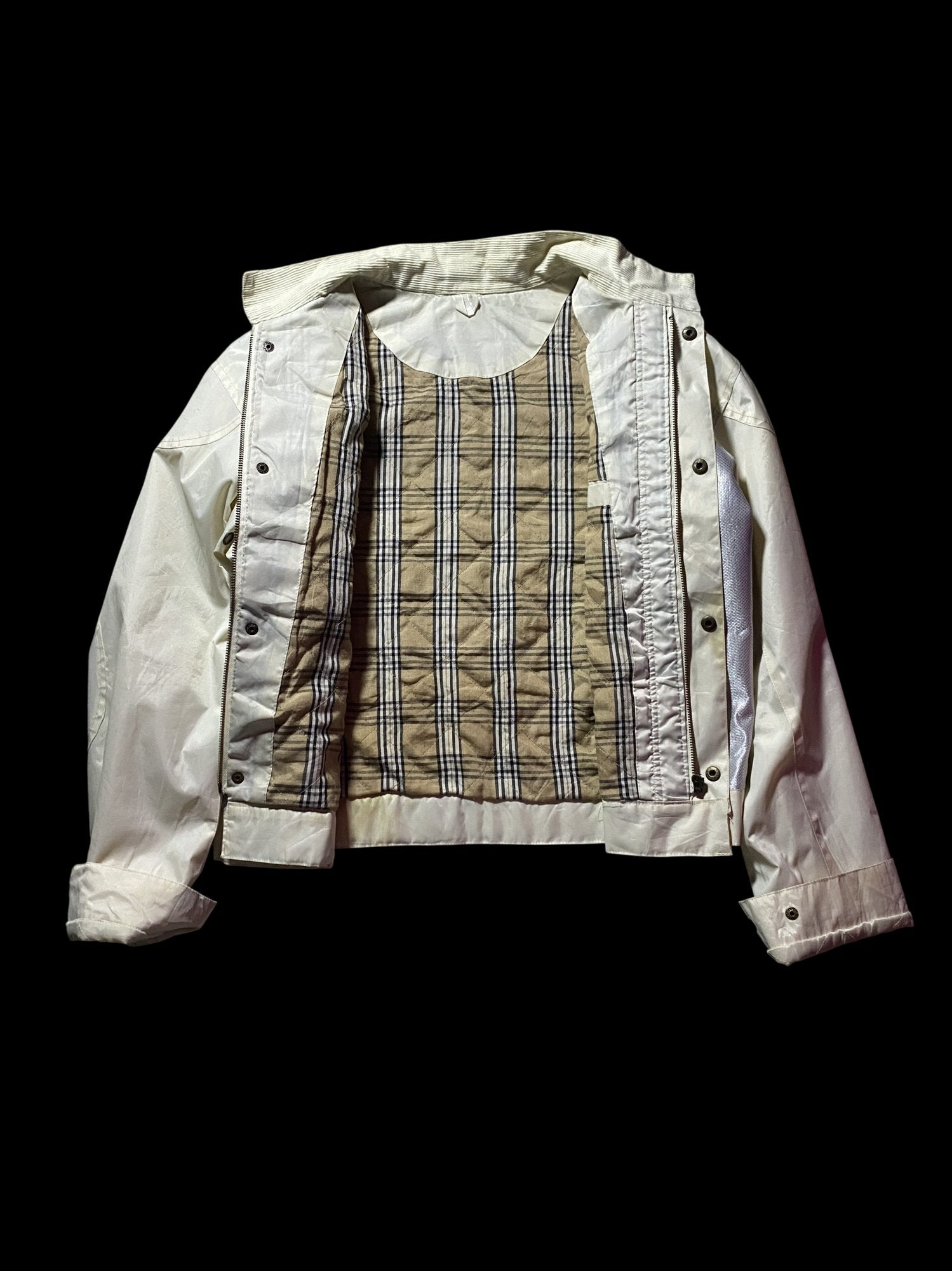 Vintage Belstaff Reflective Moto Jacket Beige Silver