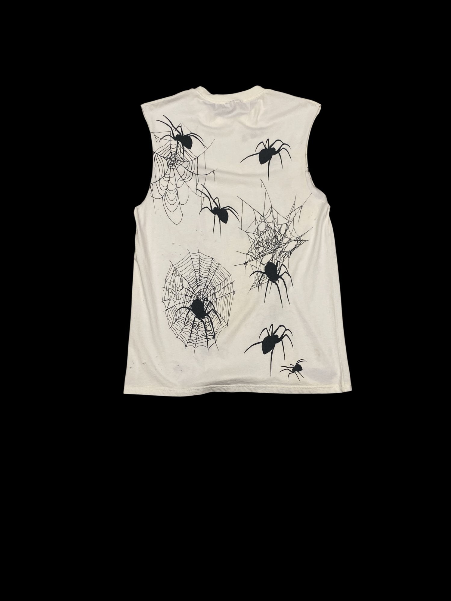 Graphic Sleeveless Spider Web T-Shirt White
