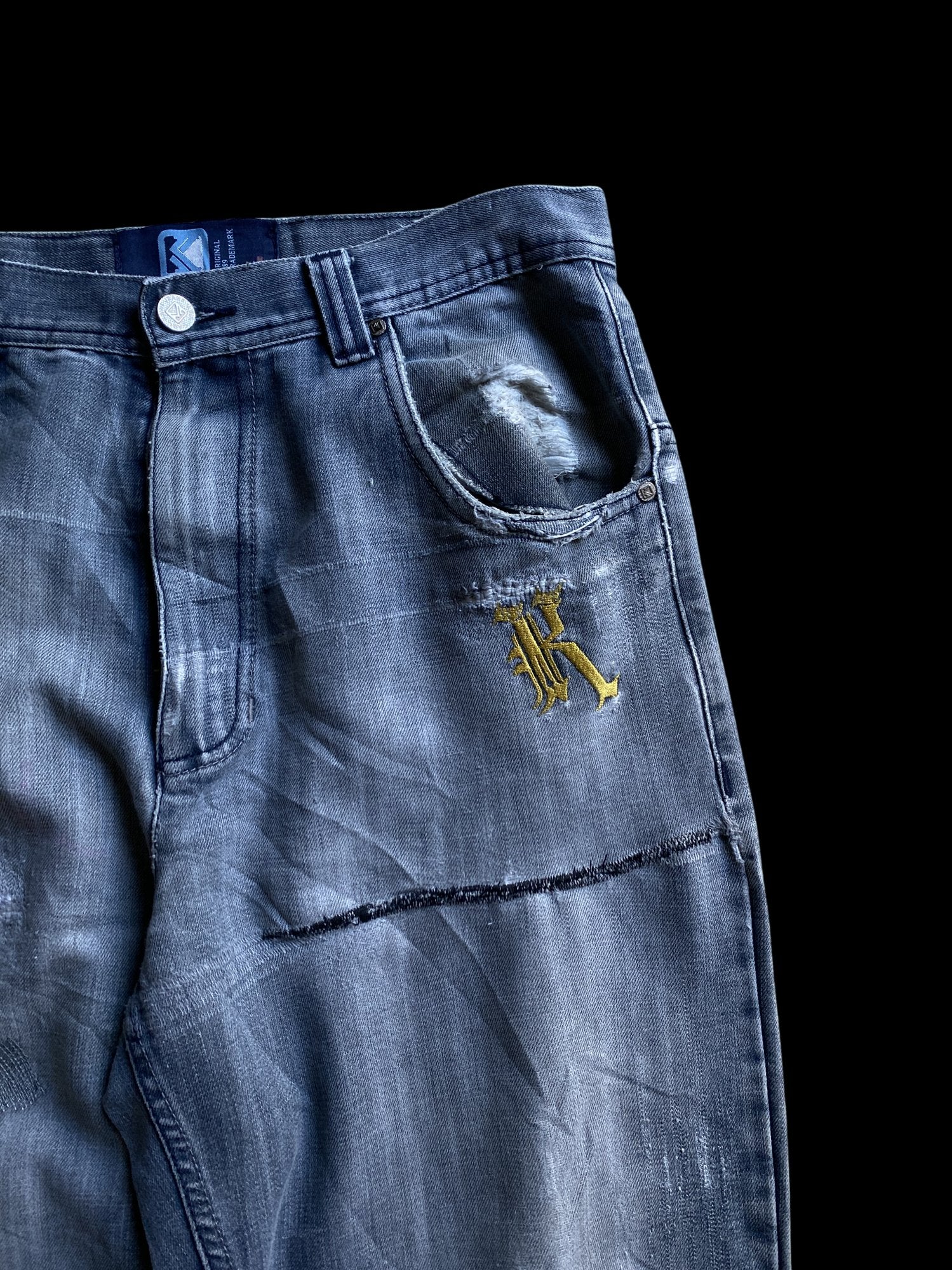 Vintage Karl Kani Distressed Denim Jeans Blue