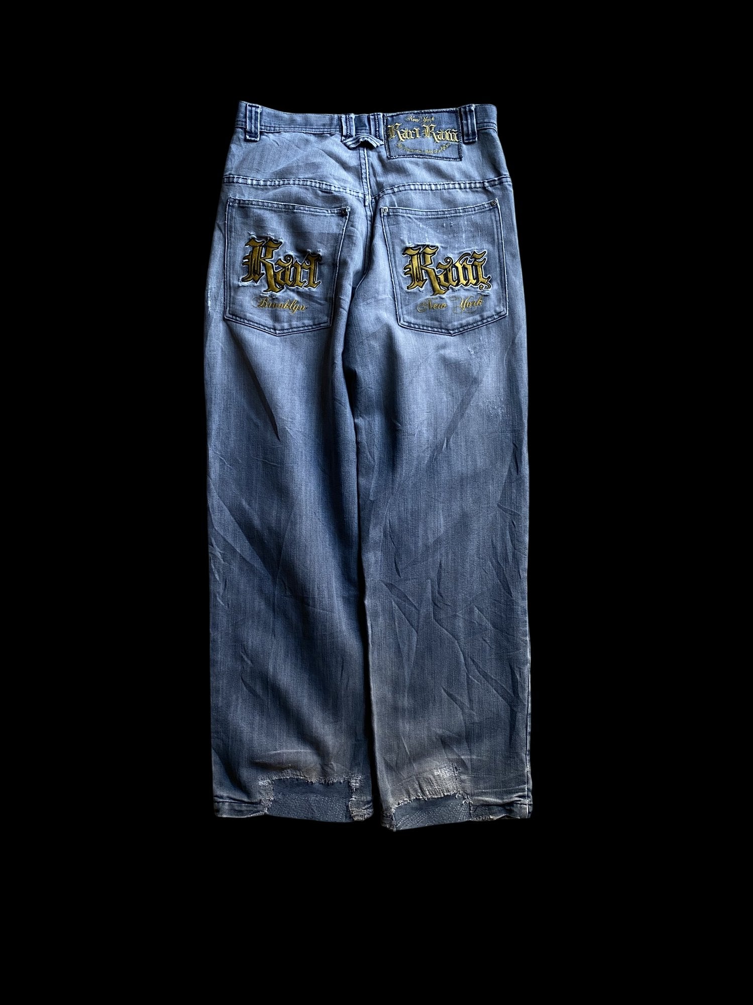 Vintage Karl Kani Distressed Denim Jeans Blue