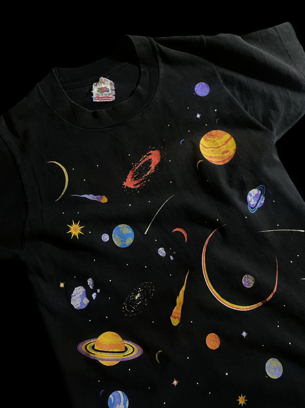Vintage Fruit of the Loom Space Graphic T-Shirt Black