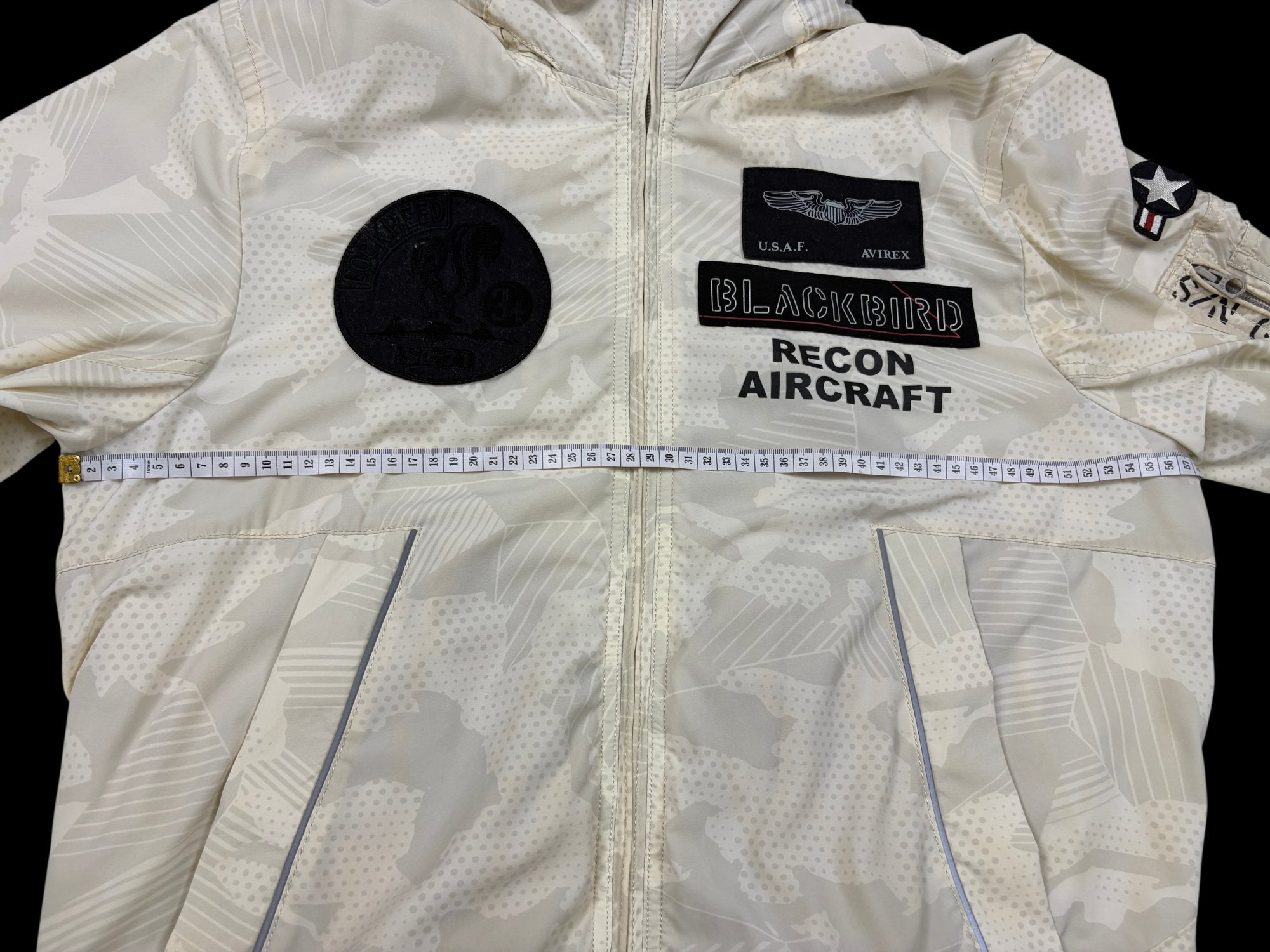 Avirex Blackbird Recon Aircraft Full-Zip Bomber Jacket Beige