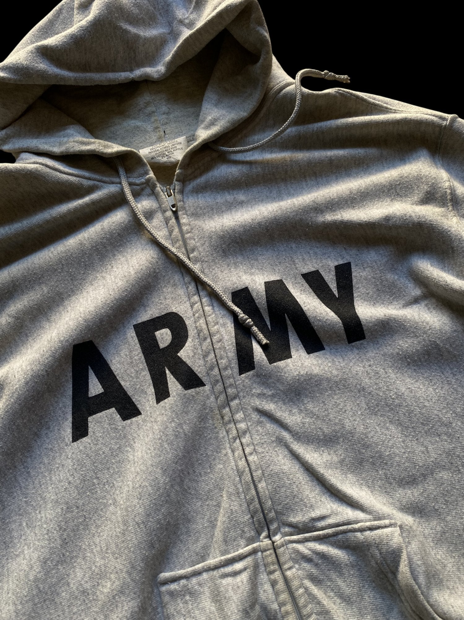Army Full-Zip Hooded Sweatshirt Gray