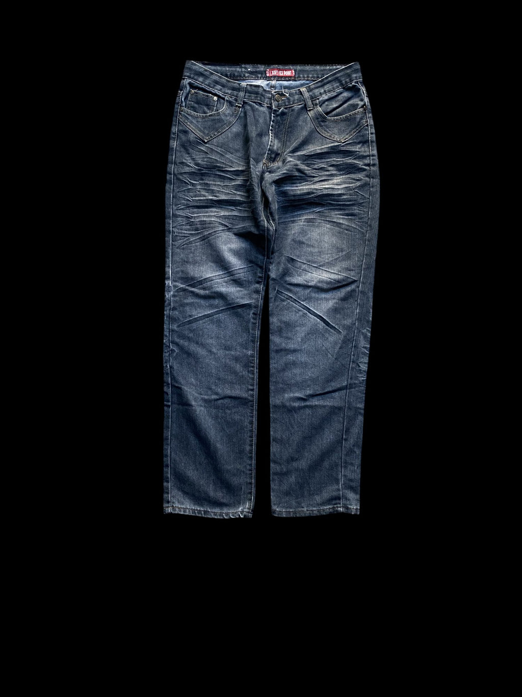 Ice Point Embroidered Denim Jeans Blue