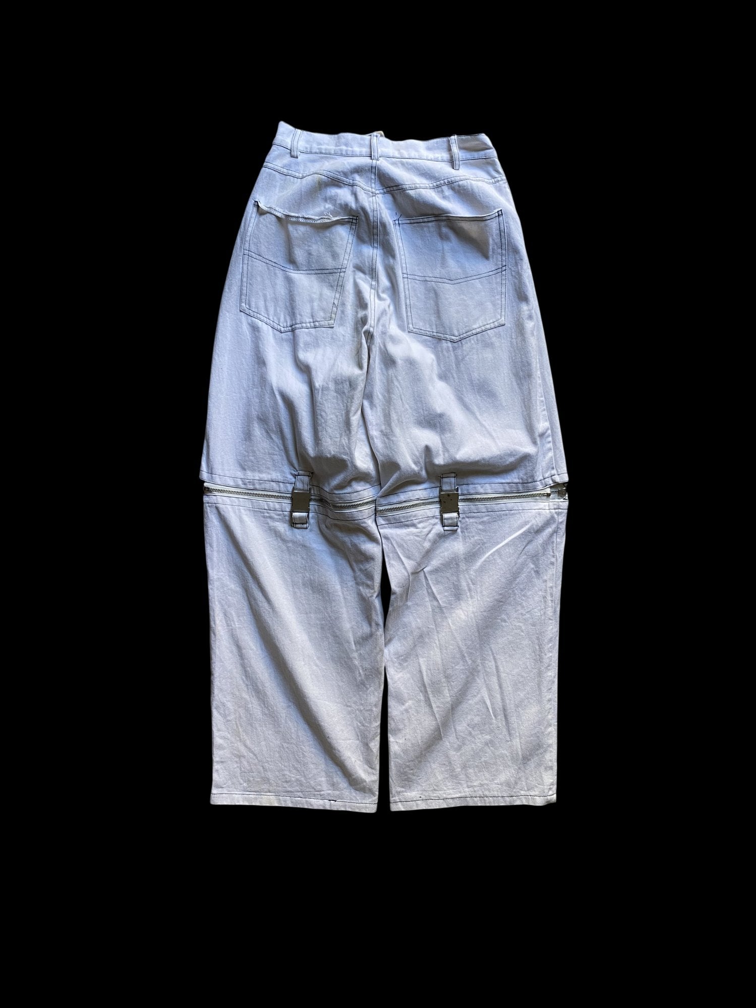 Two-Tone Convertible Trousers with Zip-Off Feature White