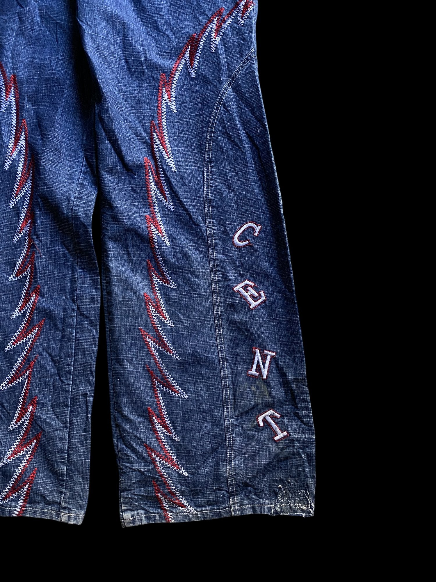 Vintage FIFTY CENT 00's Embroidered Baggy Denim Jeans Blue