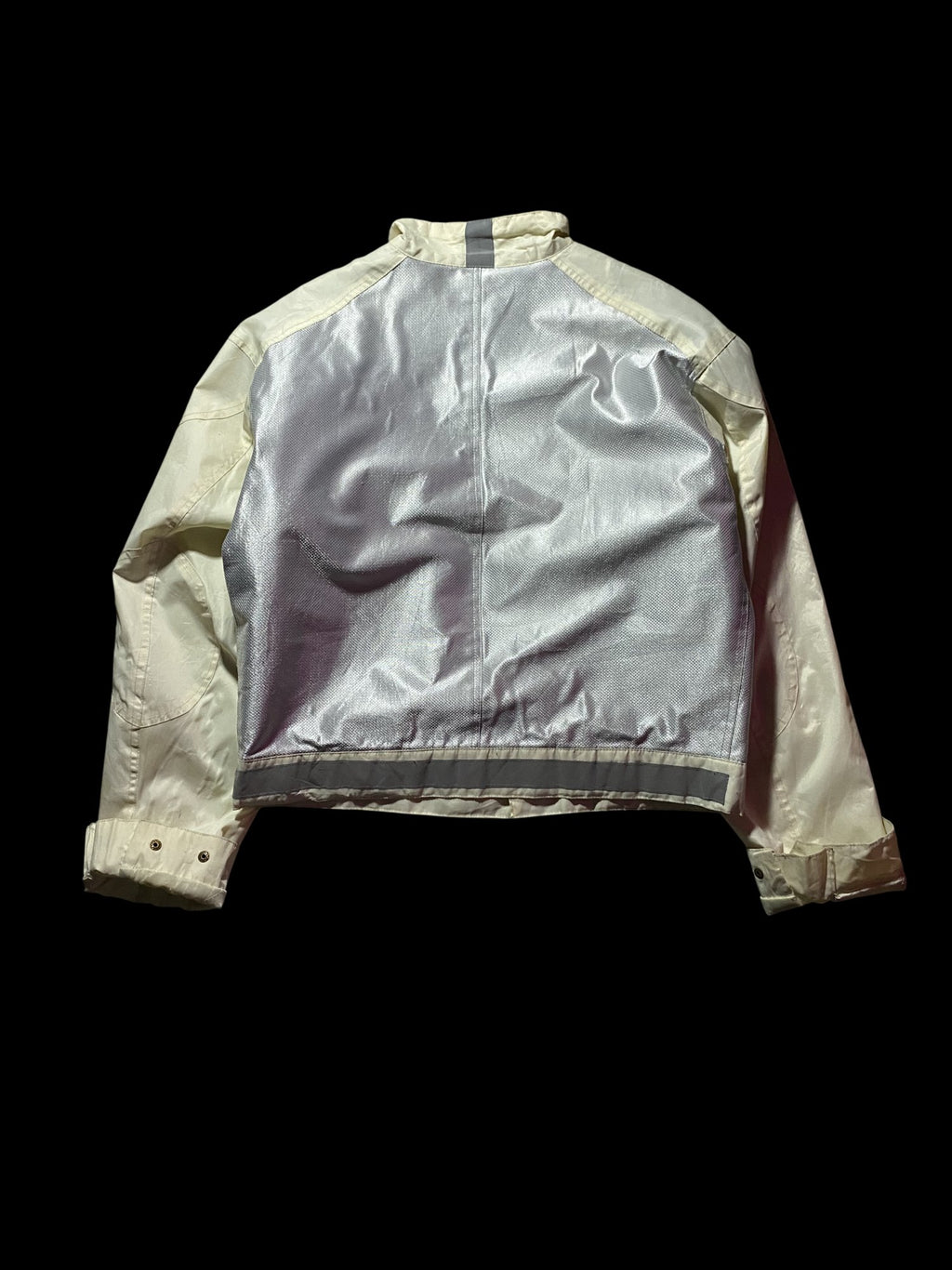 Vintage Belstaff Reflective Moto Jacket Beige Silver