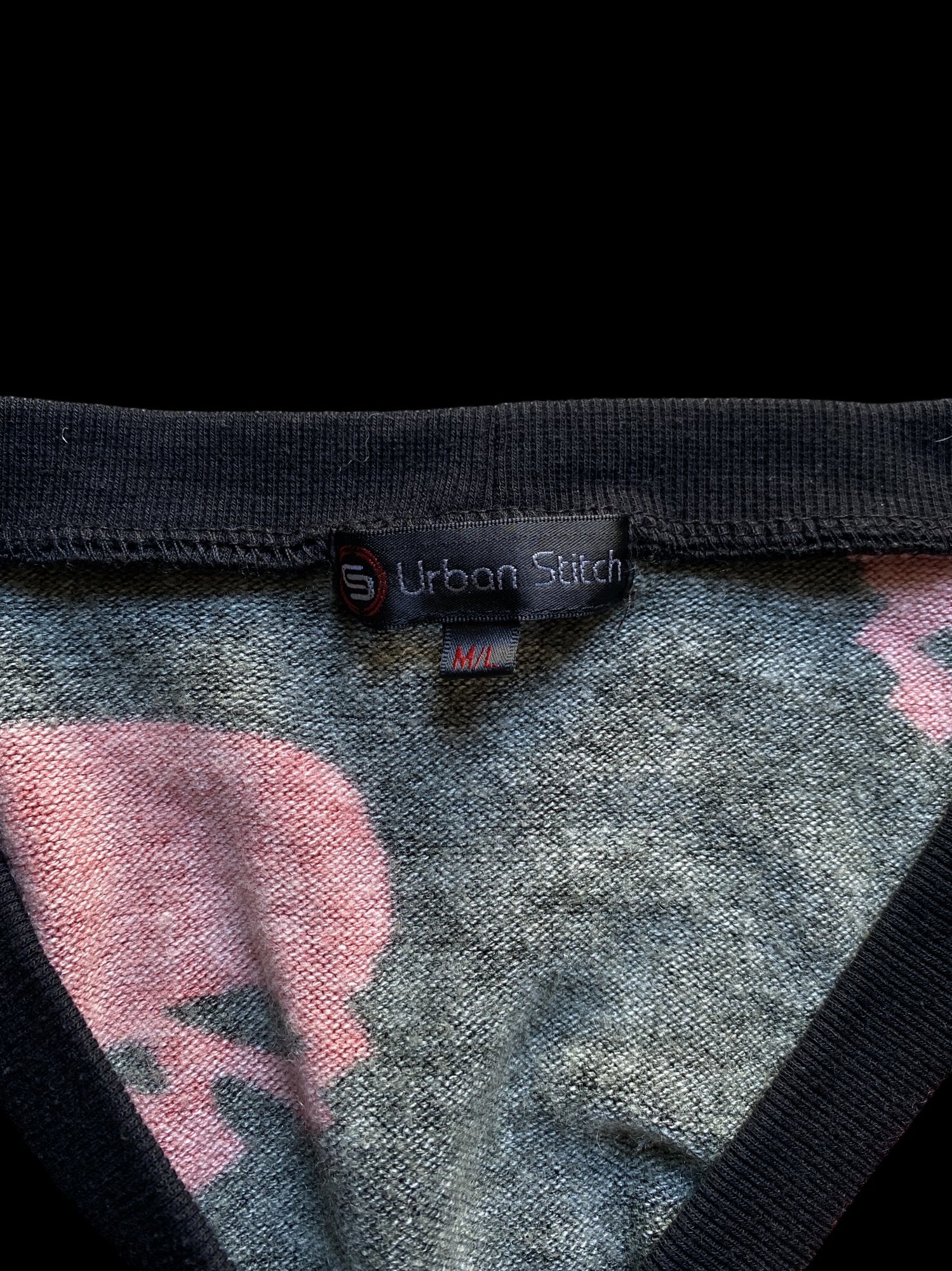 Urban Stitch Skull Pattern Cardigan Black Red