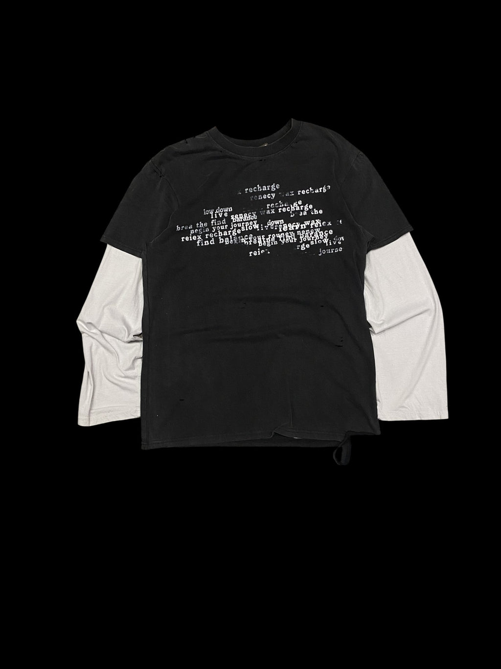 Graphic Long Sleeve Layered T-shirt Black