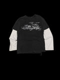 Graphic Long Sleeve Layered T-shirt Black