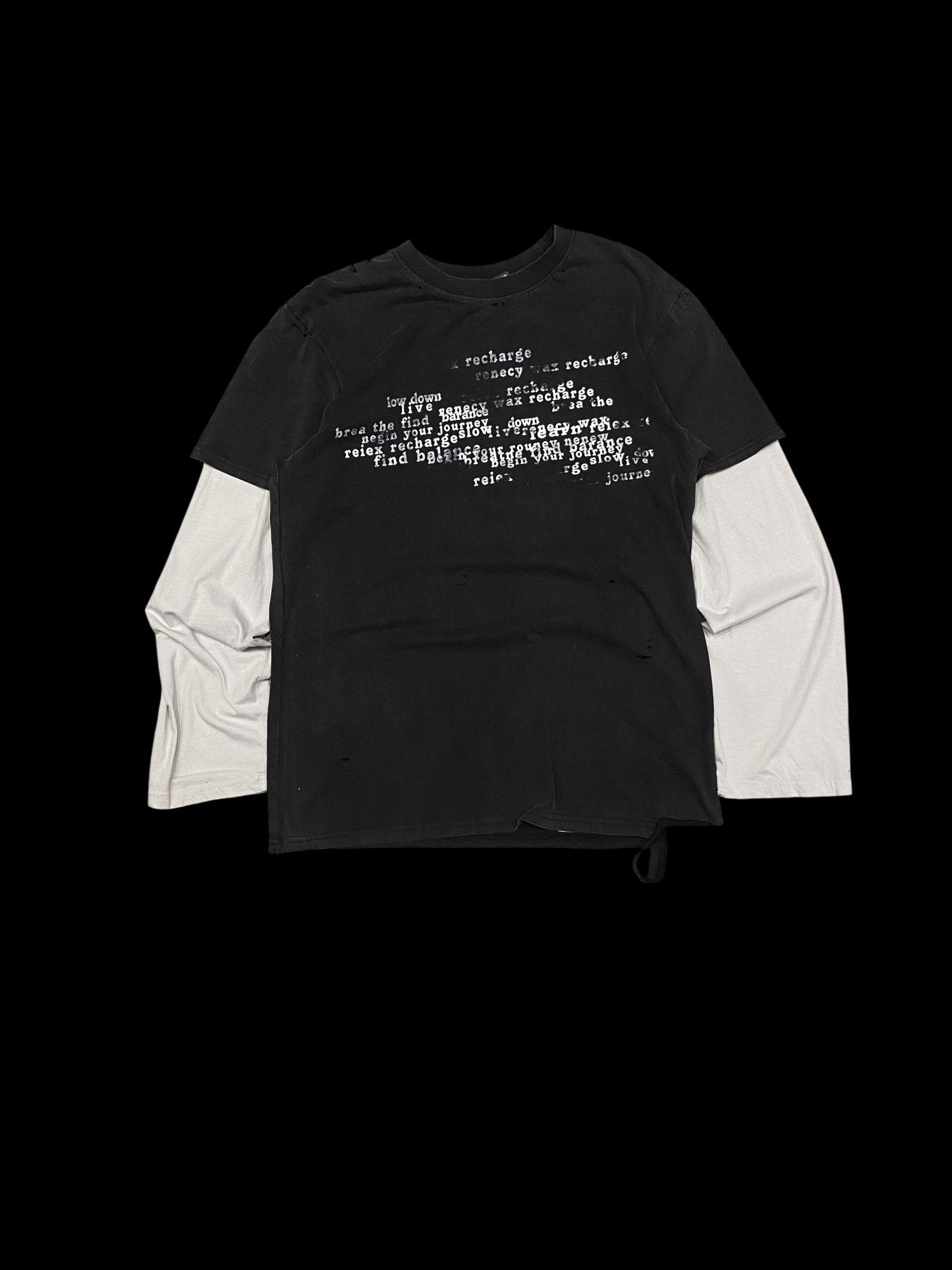 Graphic Long Sleeve Layered T-shirt Black