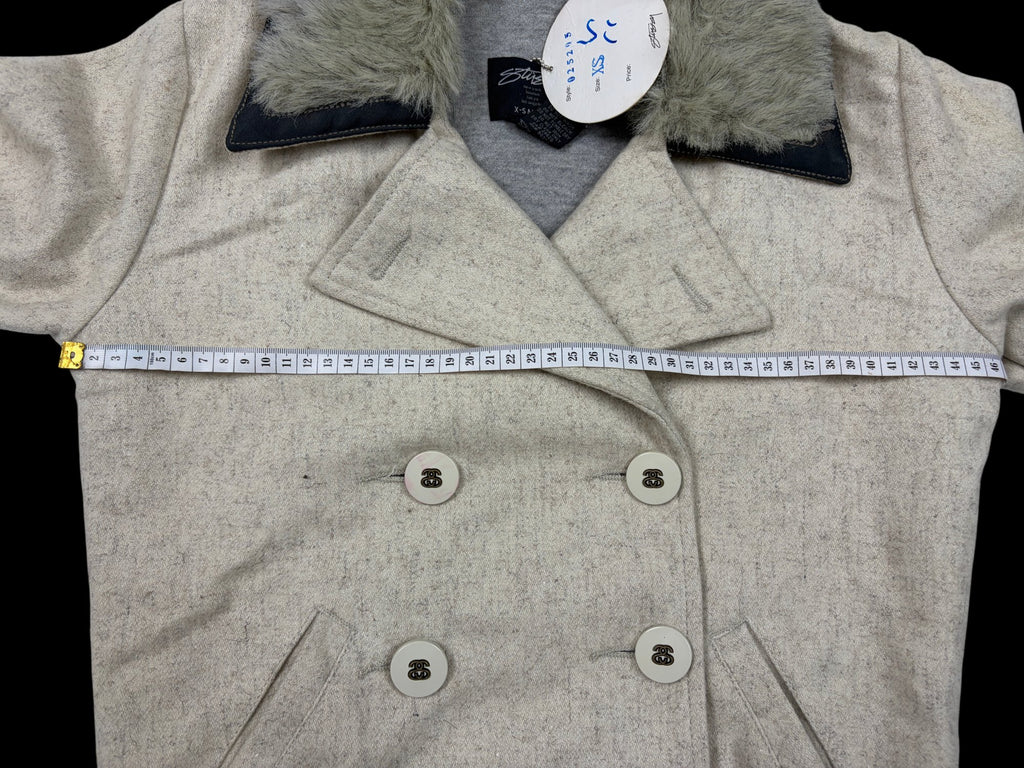 00' Stussy Faux Fur Collar Pea Coat