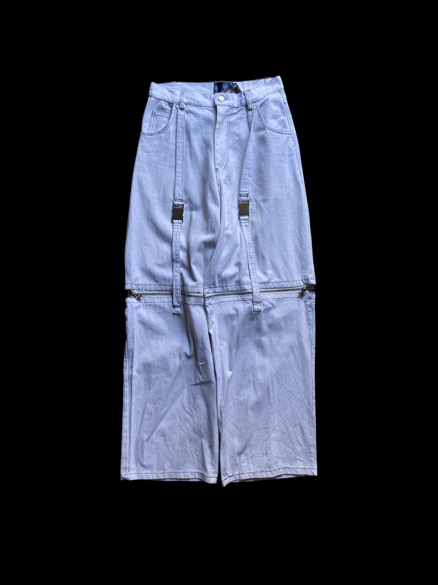 Two-Tone Convertible Trousers with Zip-Off Feature White