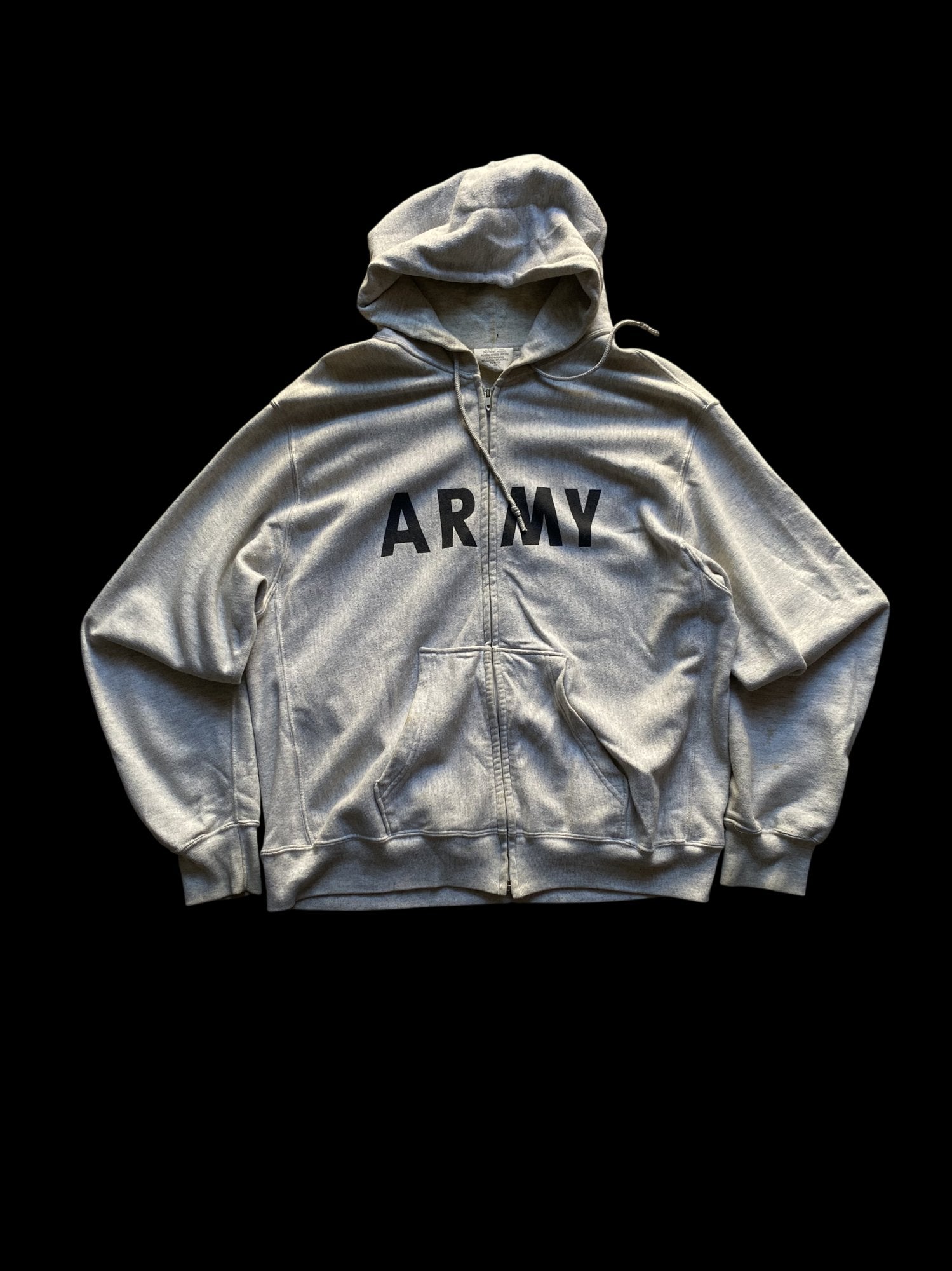 Army Full-Zip Hooded Sweatshirt Gray