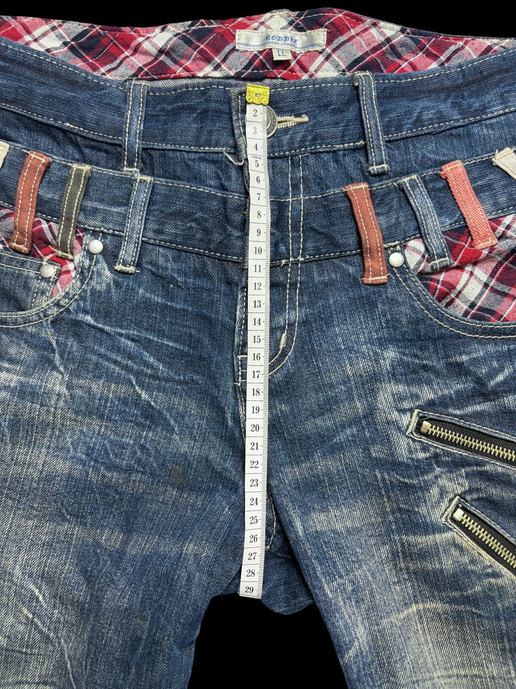 00' Rodeo Plaid Pocket Distressed Denim