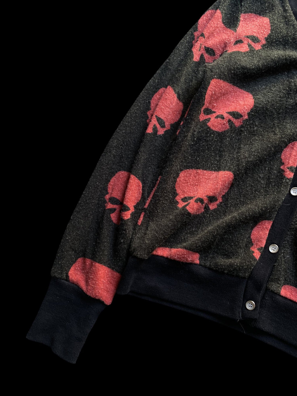 Urban Stitch Skull Pattern Cardigan Black Red