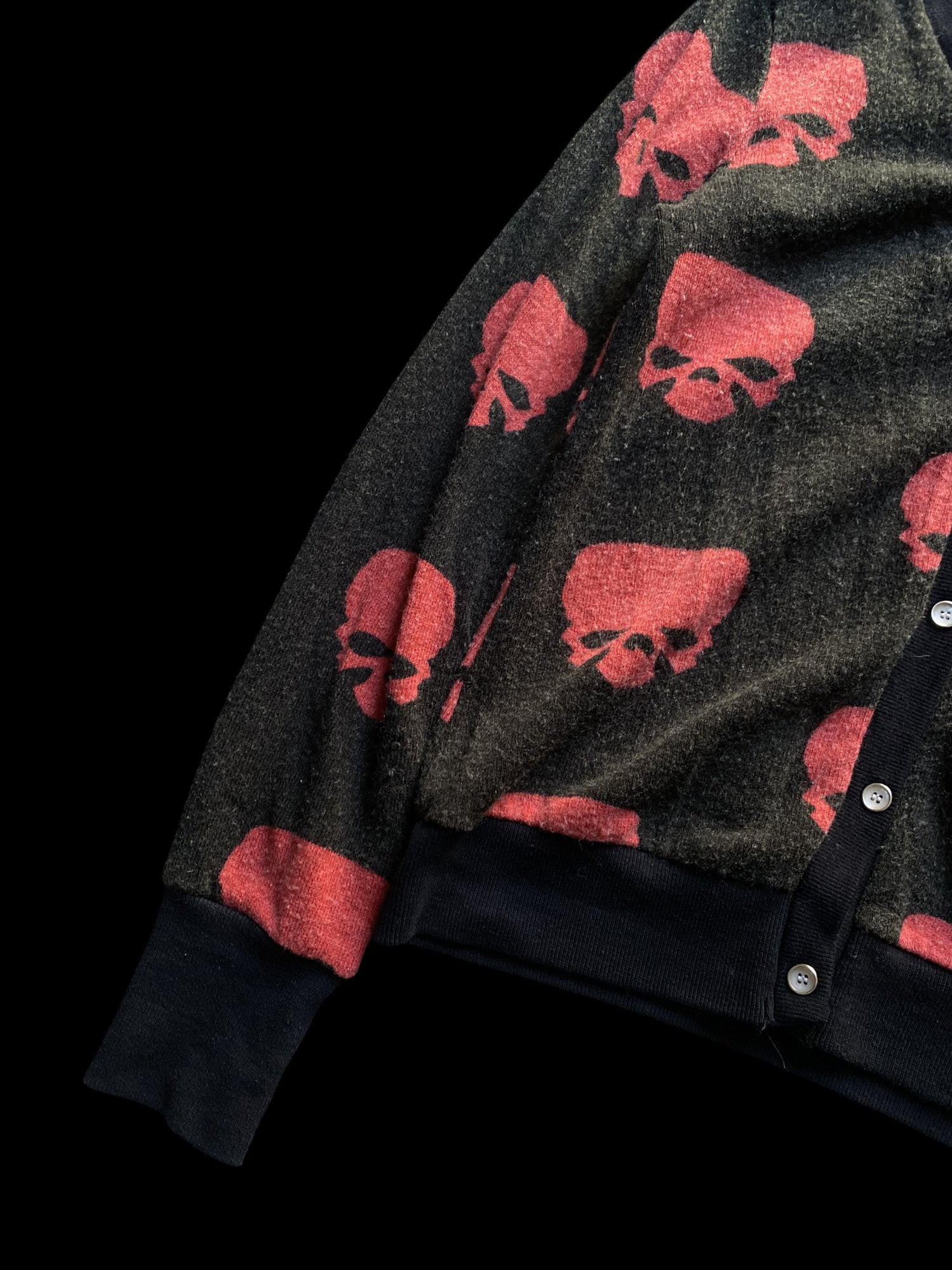 Urban Stitch Skull Pattern Cardigan Black Red
