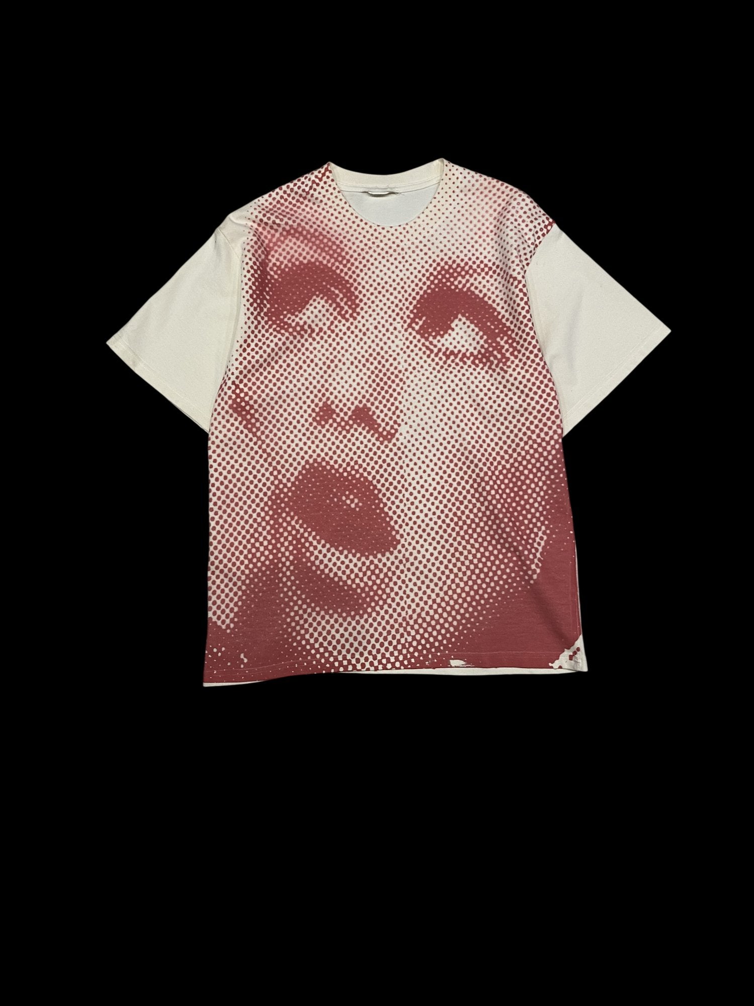 Pop Art Graphic Face T-Shirt Cream Red