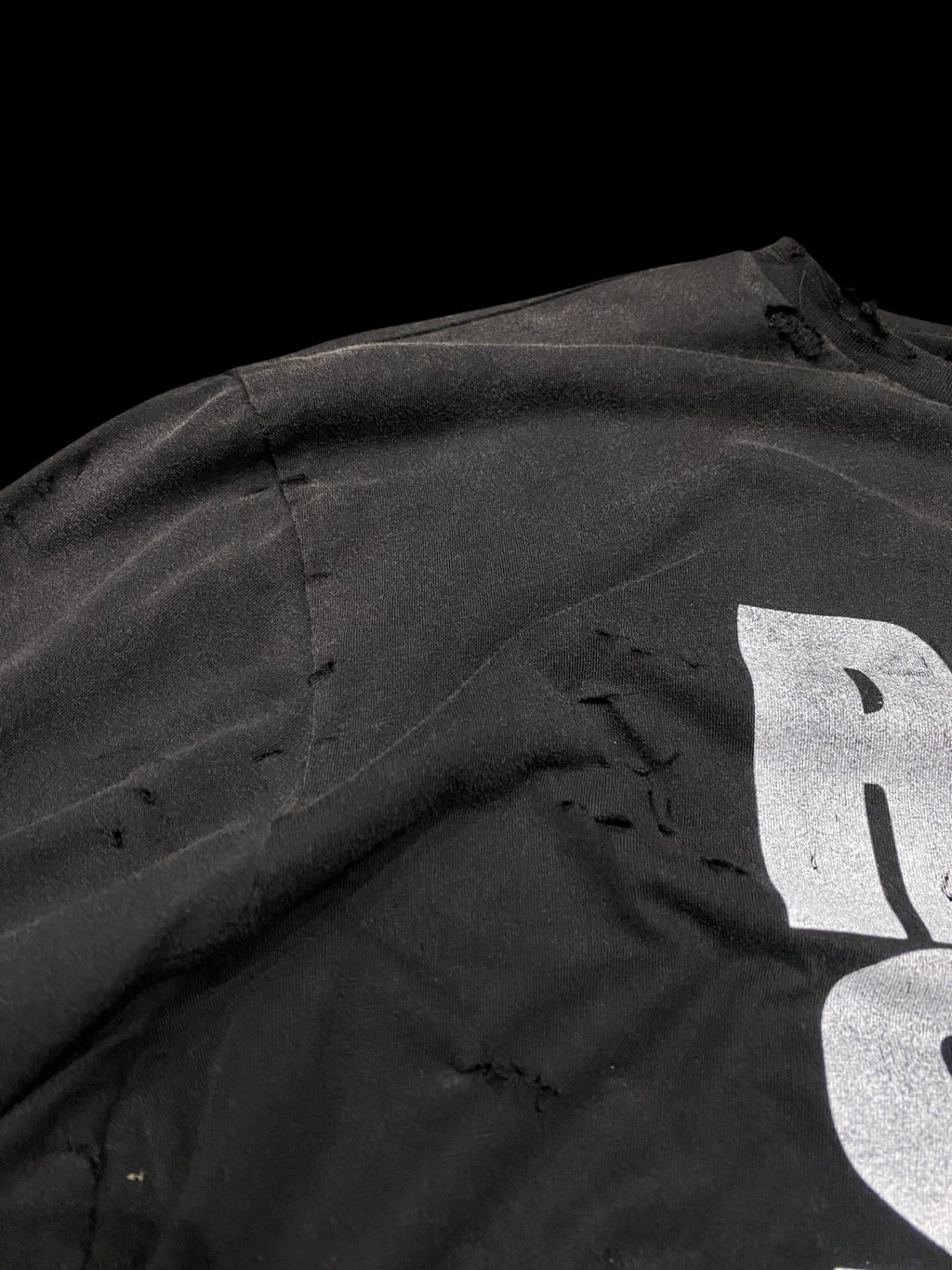 Distressed Rockstar Made Graphic Long Sleeve Shirt Black