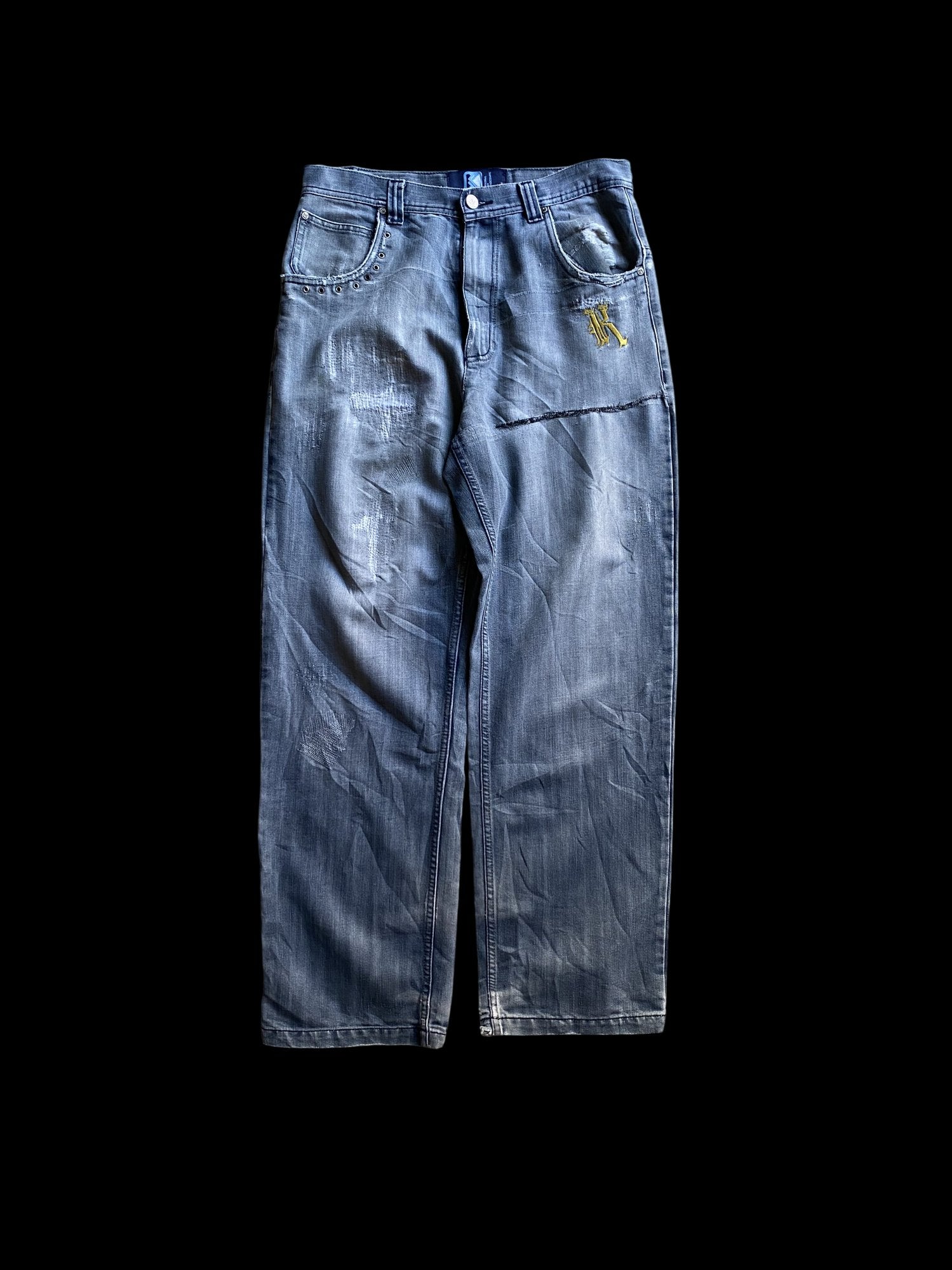 Vintage Karl Kani Distressed Denim Jeans Blue
