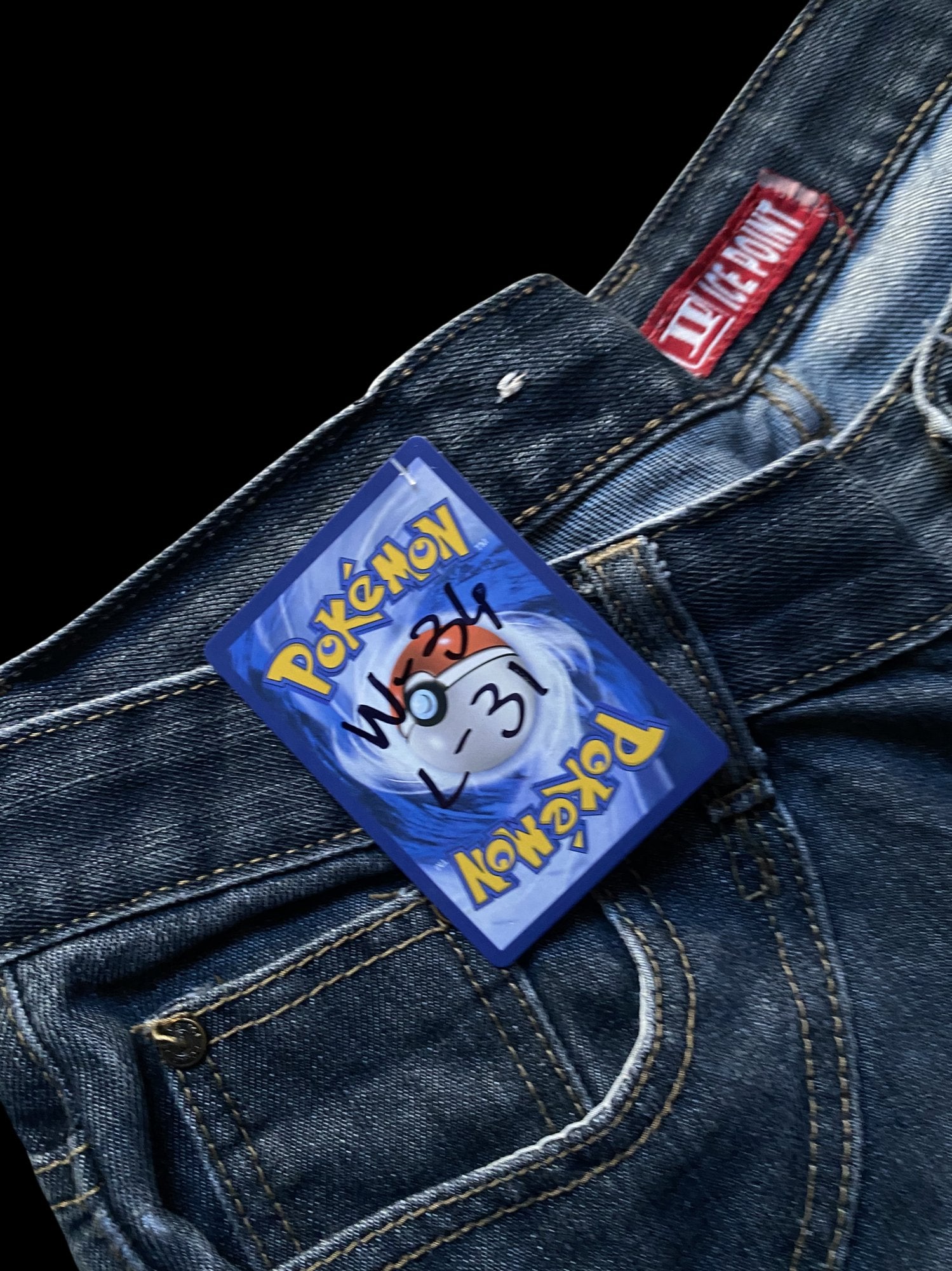 Ice Point Embroidered Denim Jeans Blue