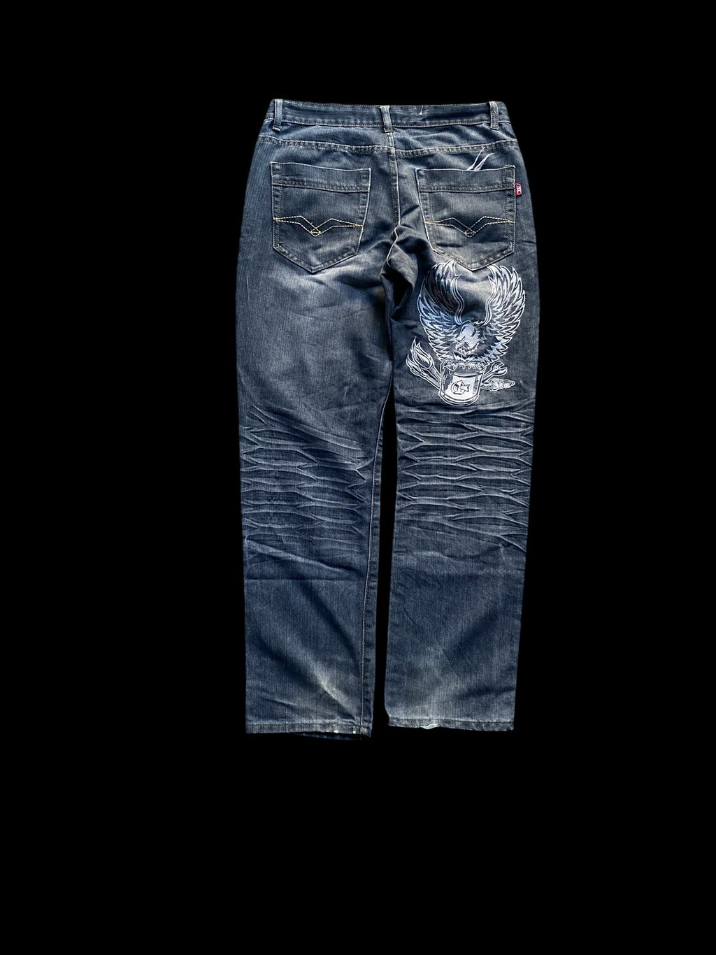 Ice Point Embroidered Denim Jeans Blue