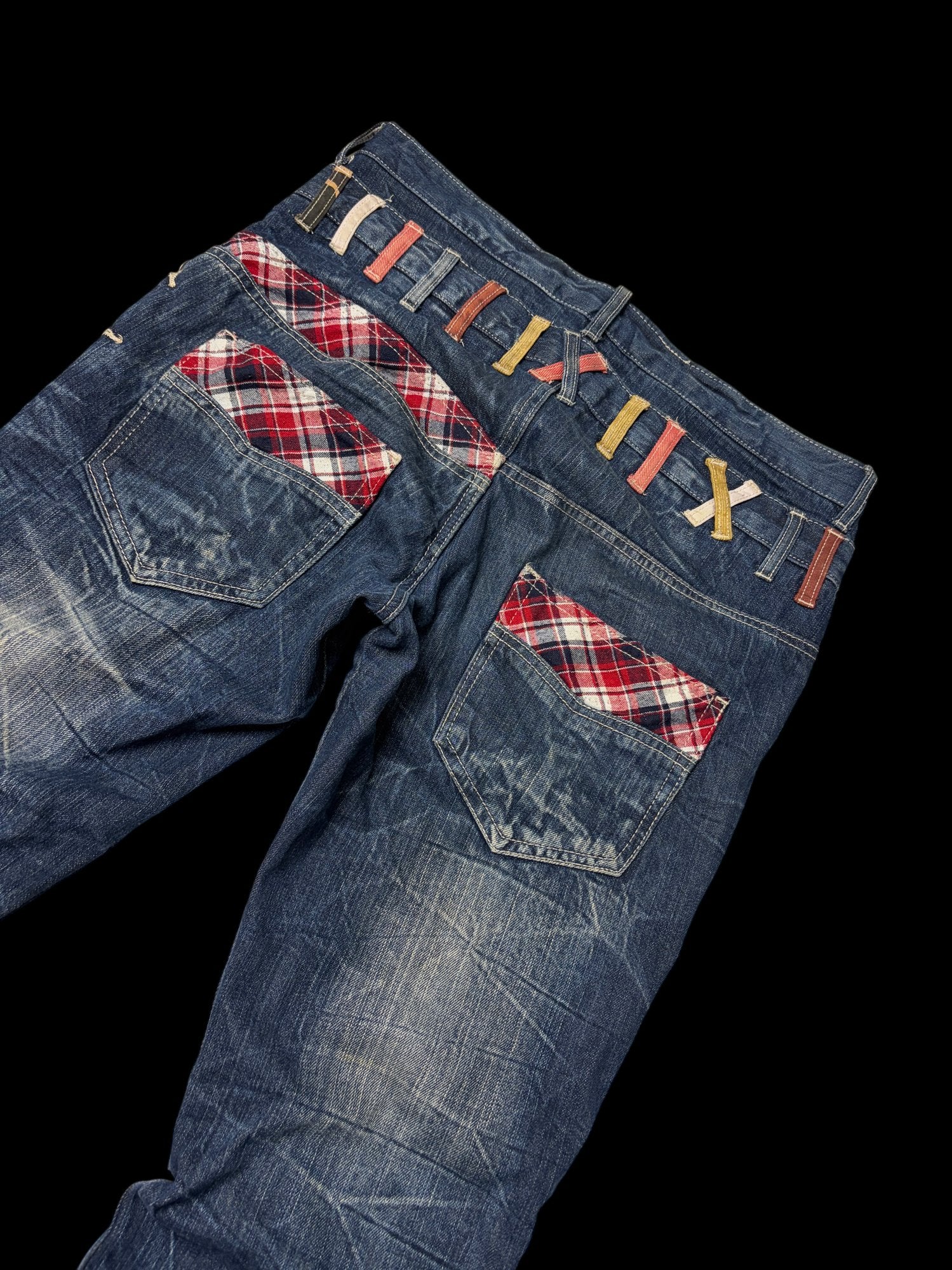 00' Rodeo Plaid Pocket Distressed Denim
