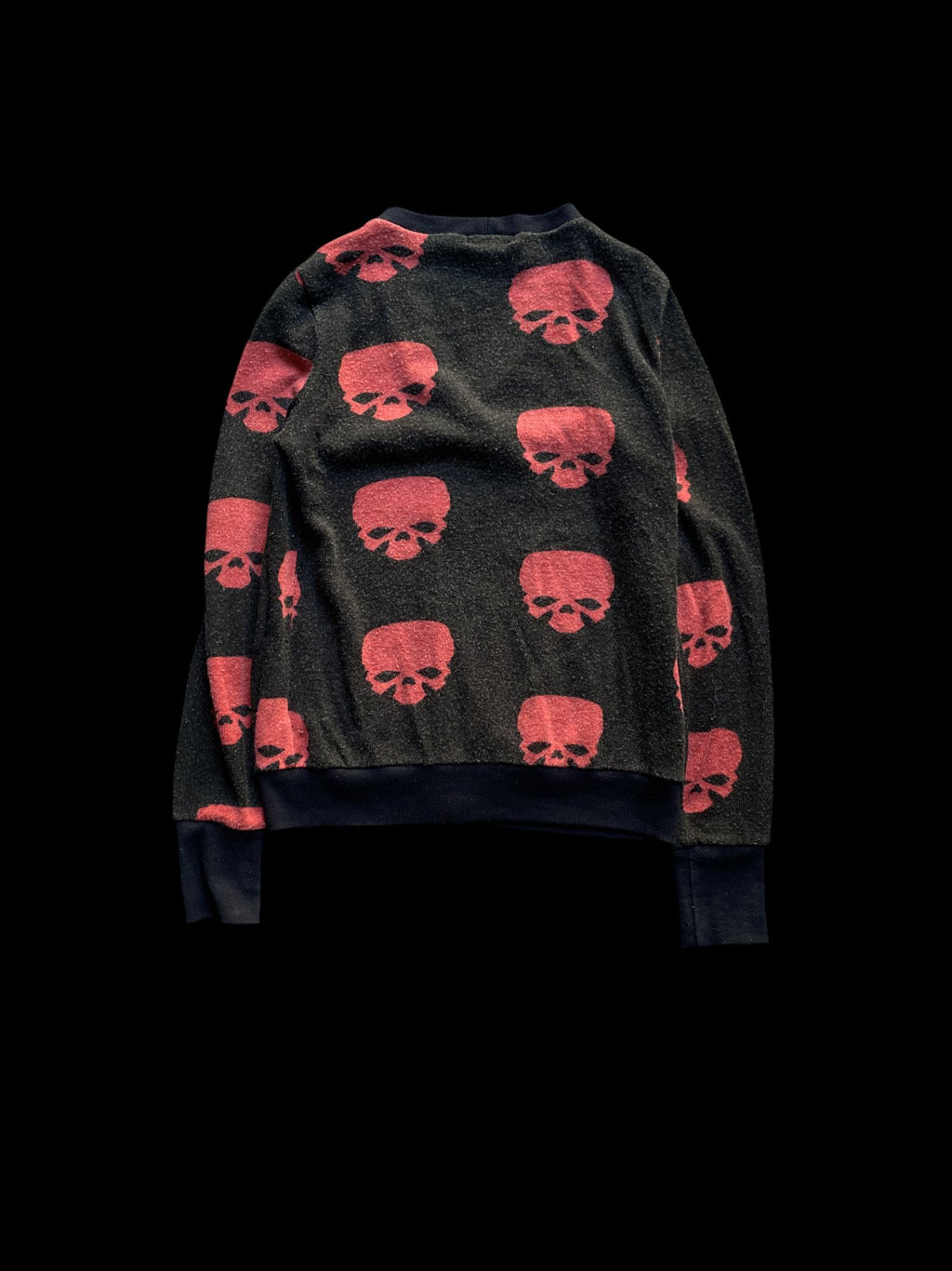Urban Stitch Skull Pattern Cardigan Black Red