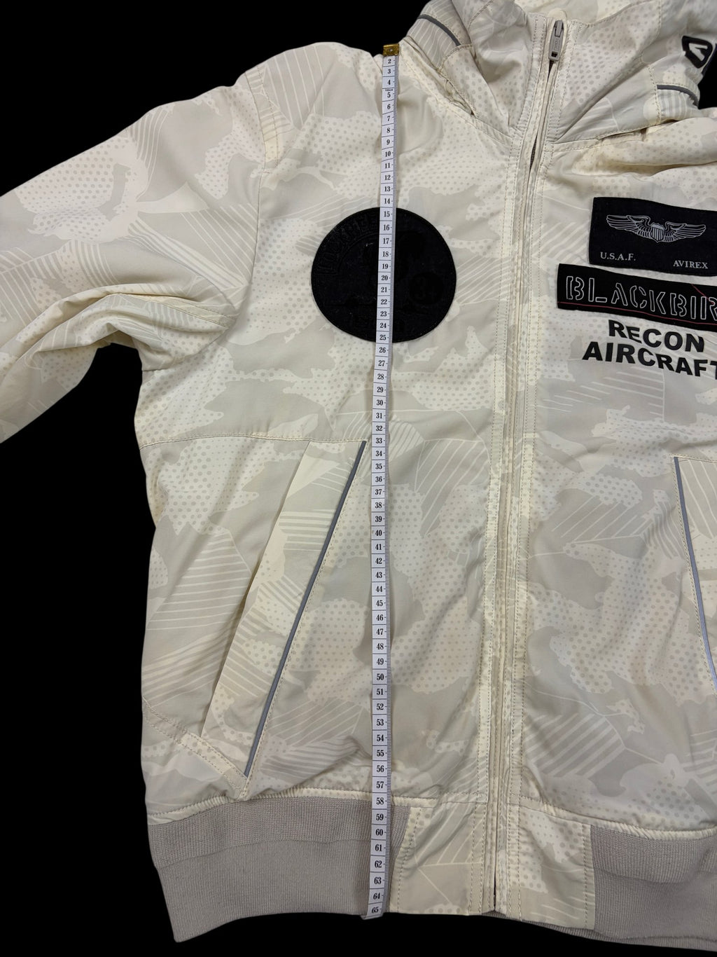 Avirex Blackbird Recon Aircraft Full-Zip Bomber Jacket Beige