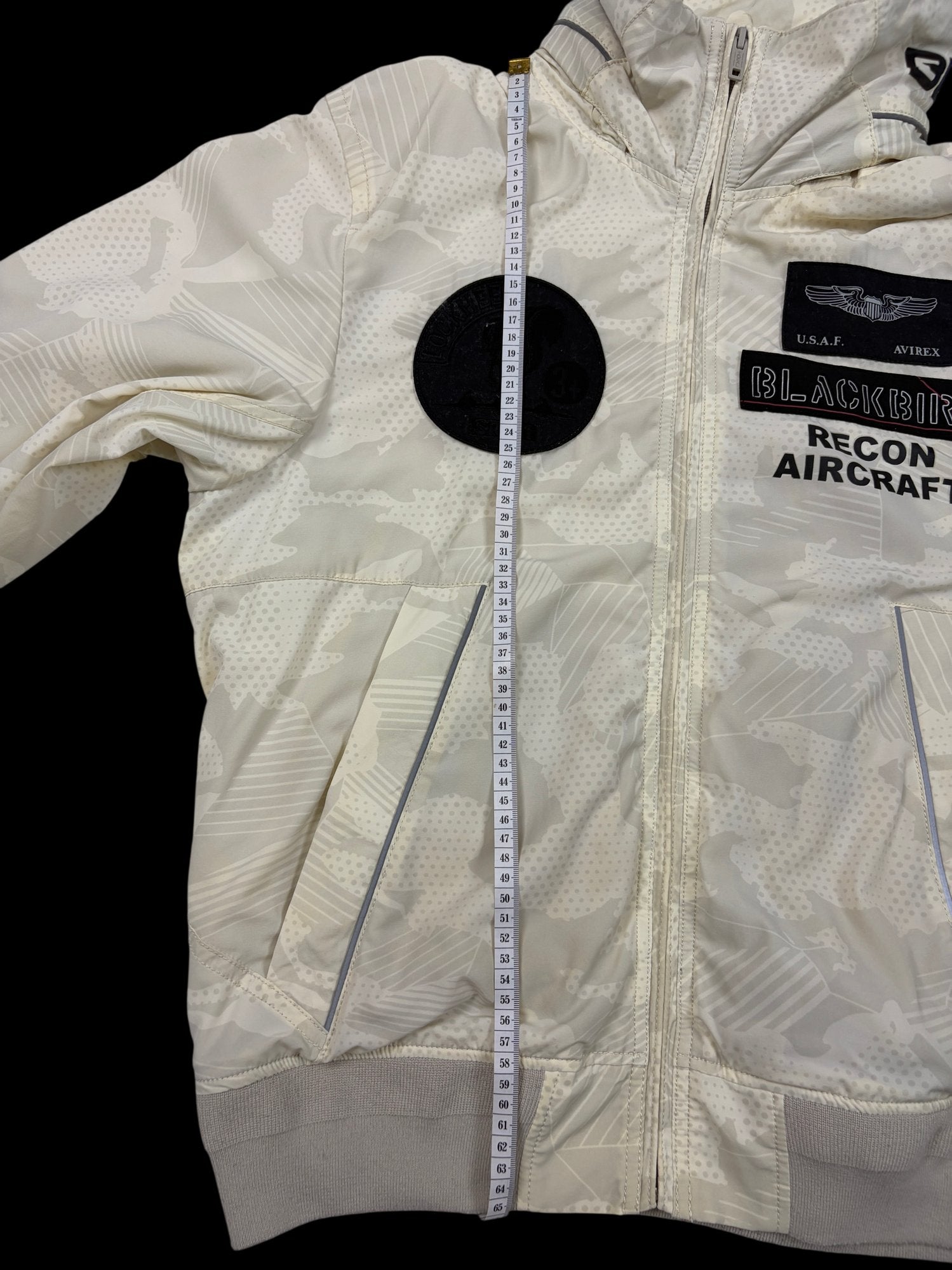 Avirex Blackbird Recon Aircraft Full-Zip Bomber Jacket Beige