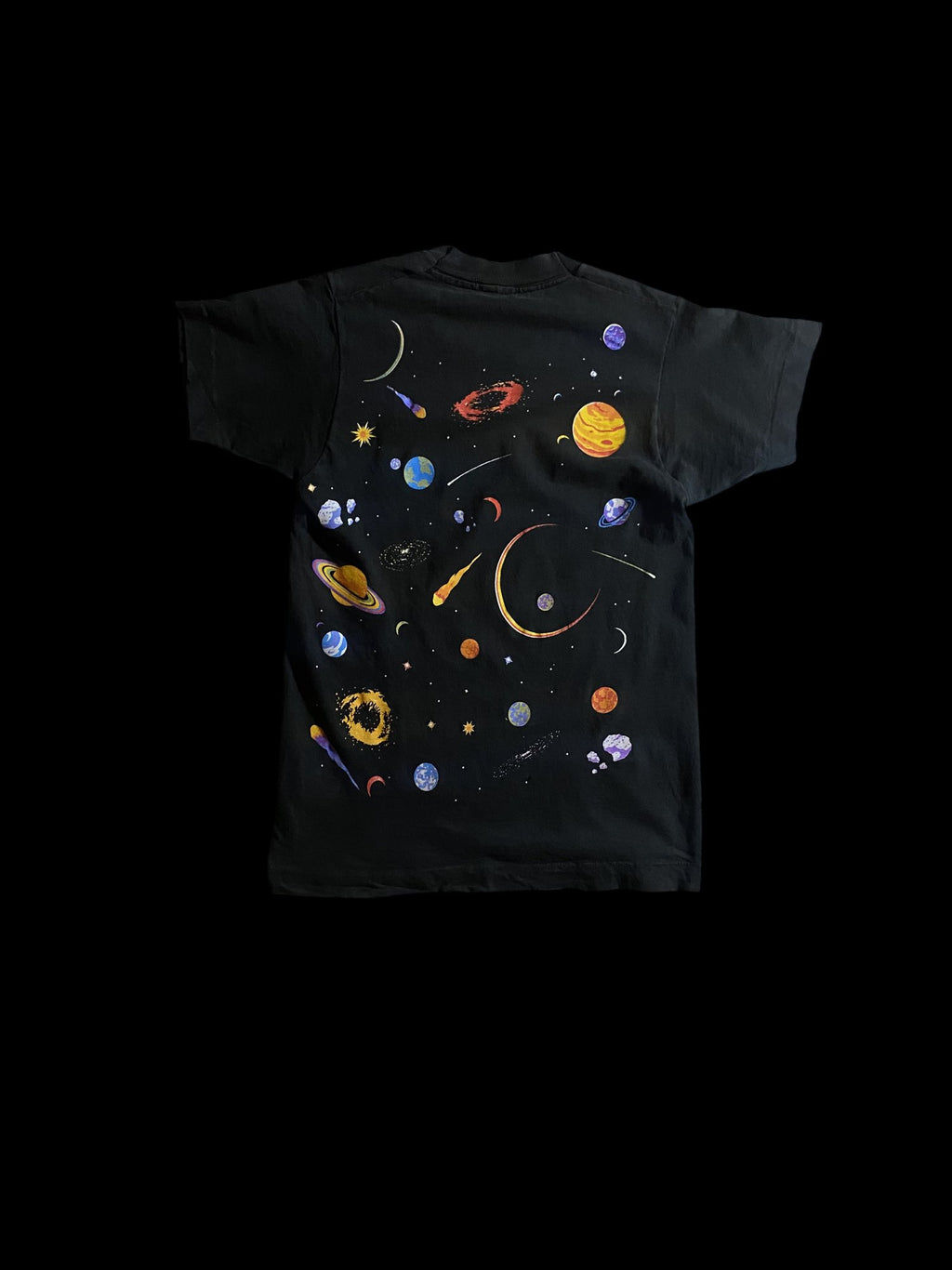 Vintage Fruit of the Loom Space Graphic T-Shirt Black