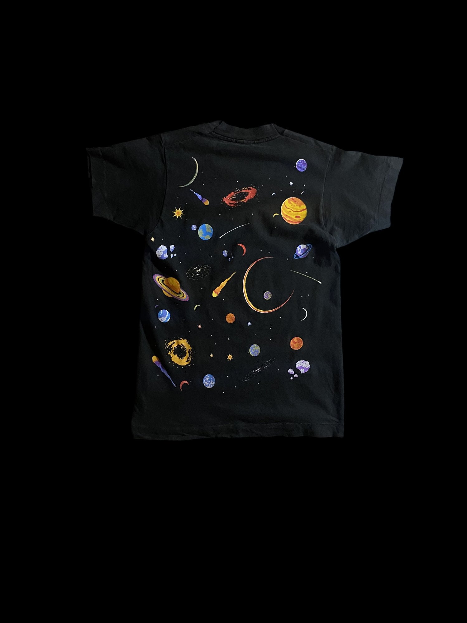 Vintage Fruit of the Loom Space Graphic T-Shirt Black