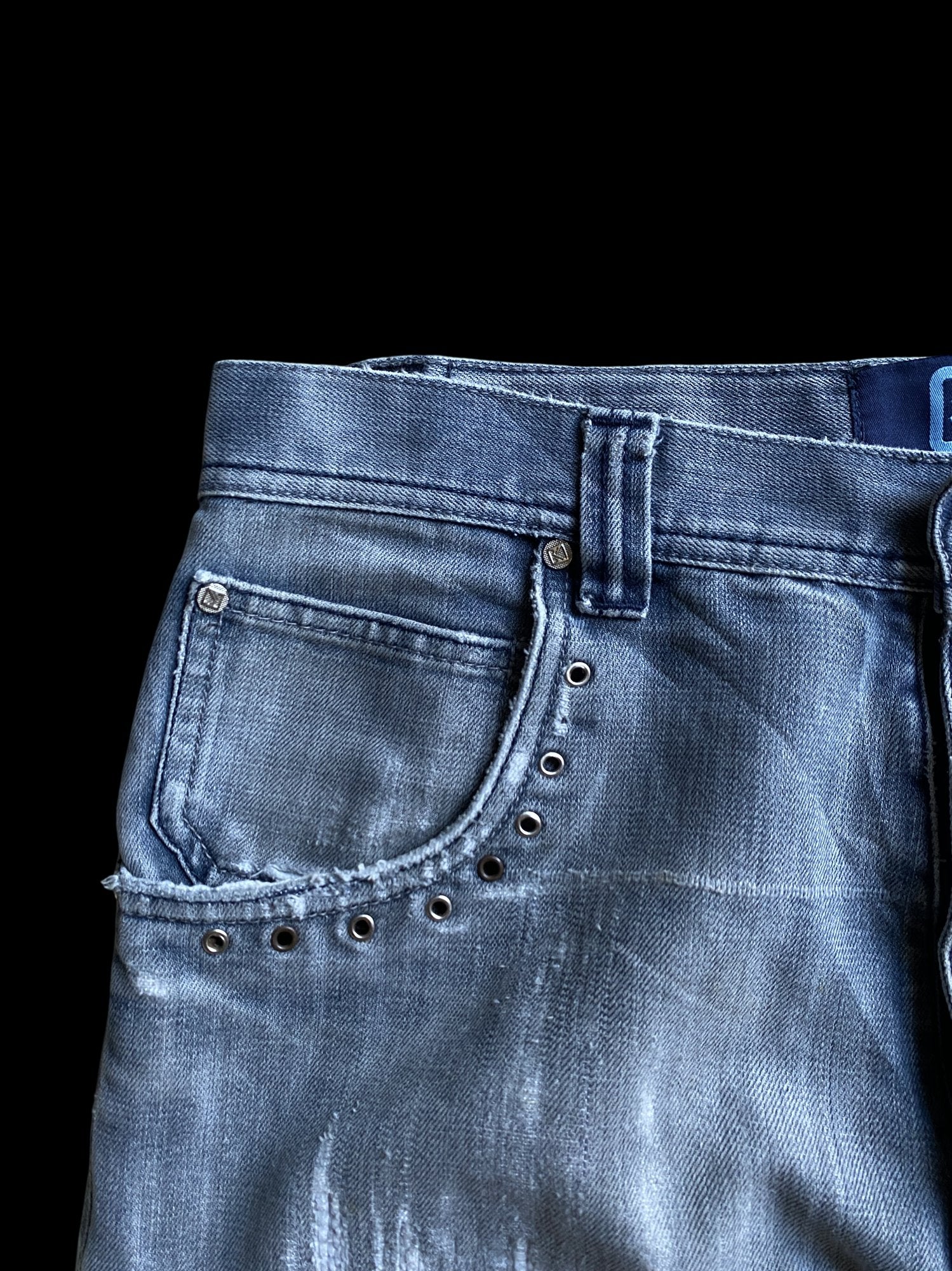Vintage Karl Kani Distressed Denim Jeans Blue