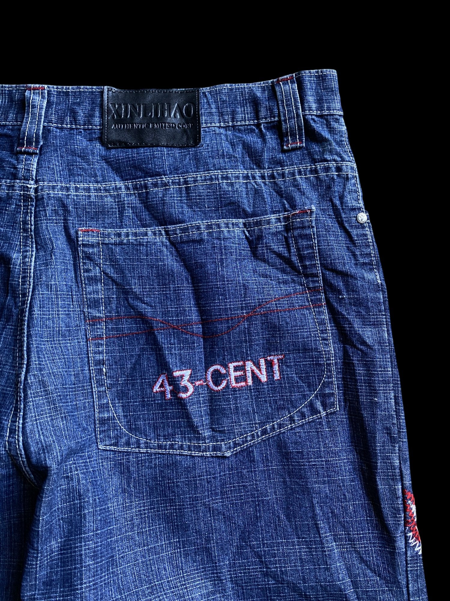 Vintage FIFTY CENT 00's Embroidered Baggy Denim Jeans Blue