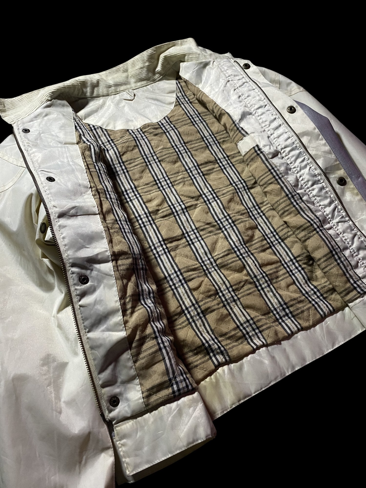 Vintage Belstaff Reflective Moto Jacket Beige Silver
