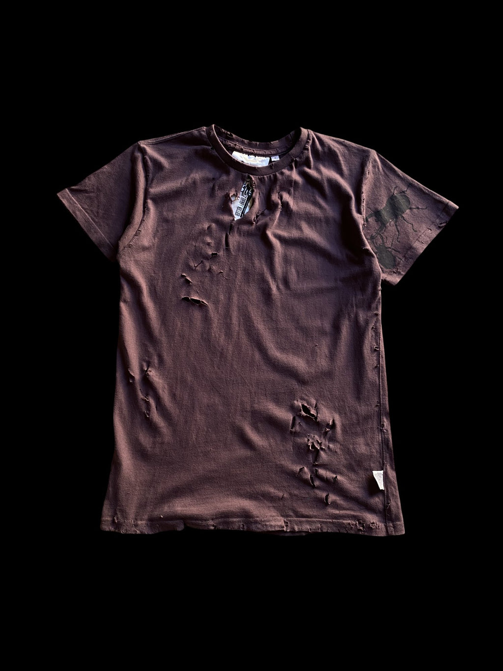 Bunny Killer Graphic Distressed T-Shirt Brown