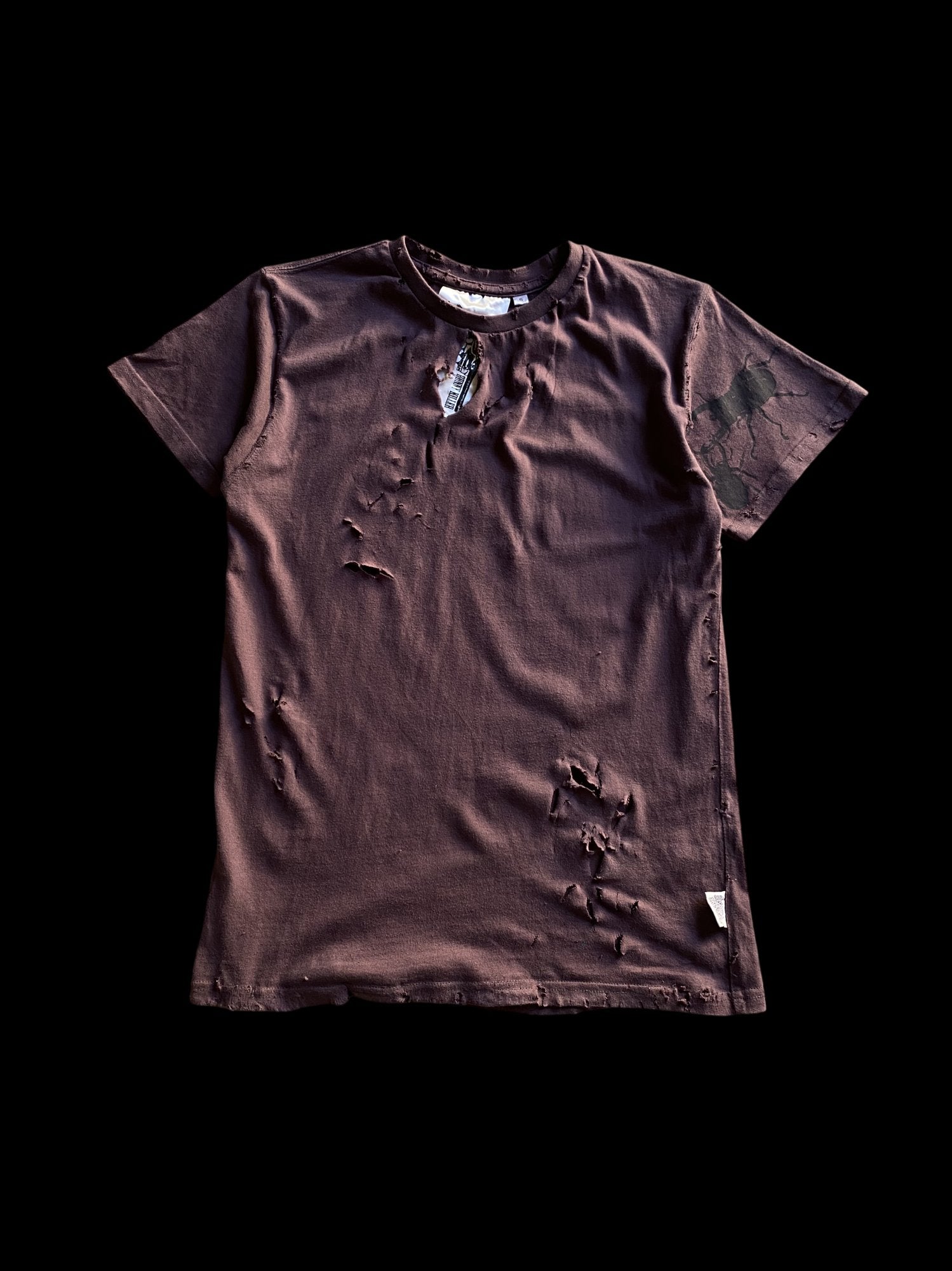 Bunny Killer Graphic Distressed T-Shirt Brown