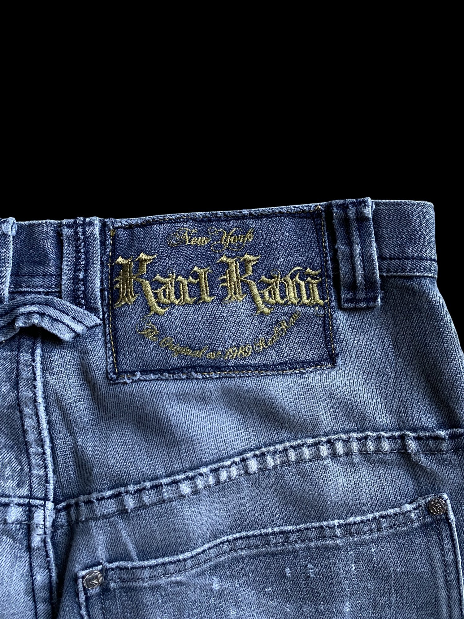 Vintage Karl Kani Distressed Denim Jeans Blue