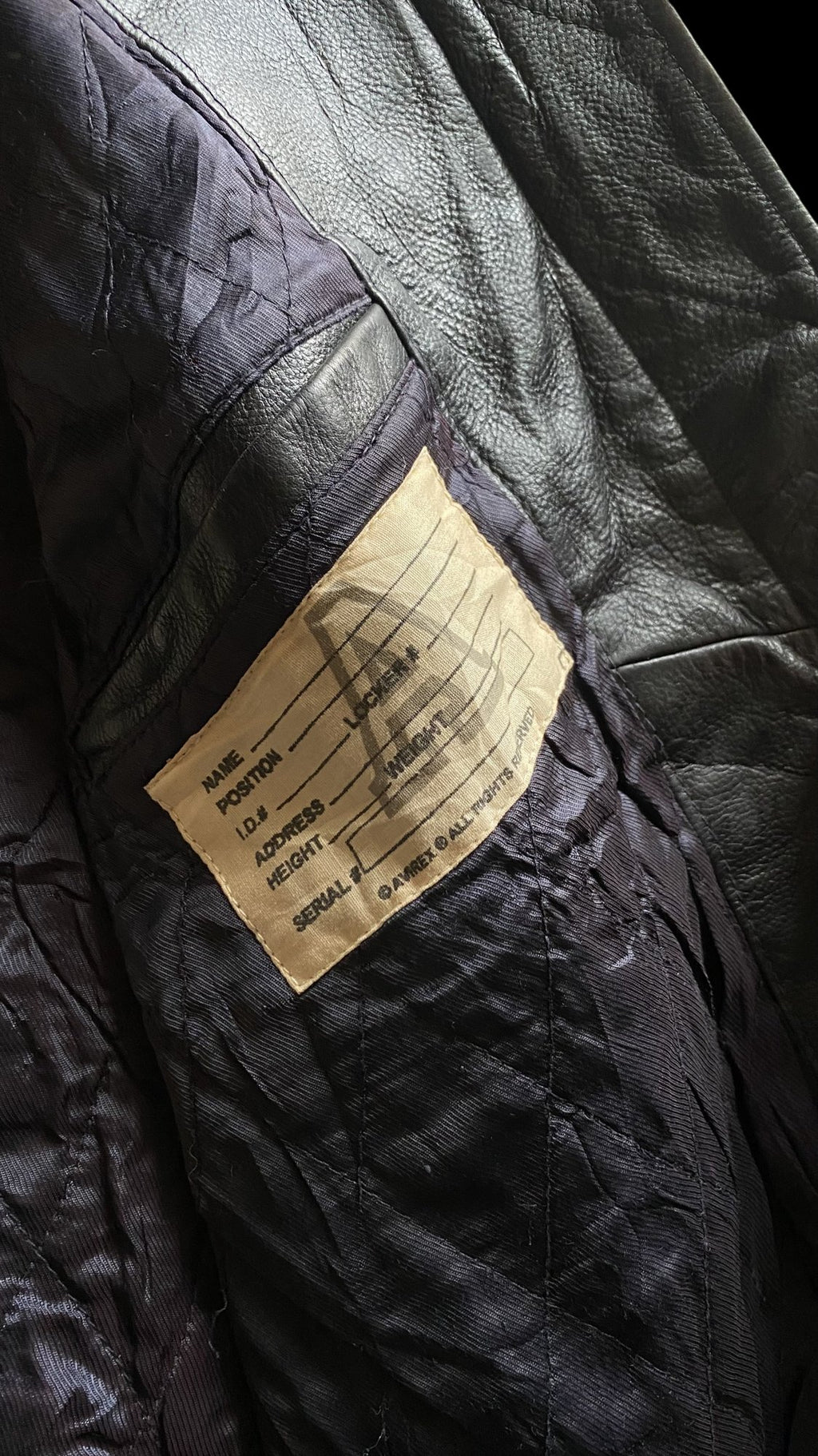 Avirex 90's Full-Zip Leather Bomber Jacket Black