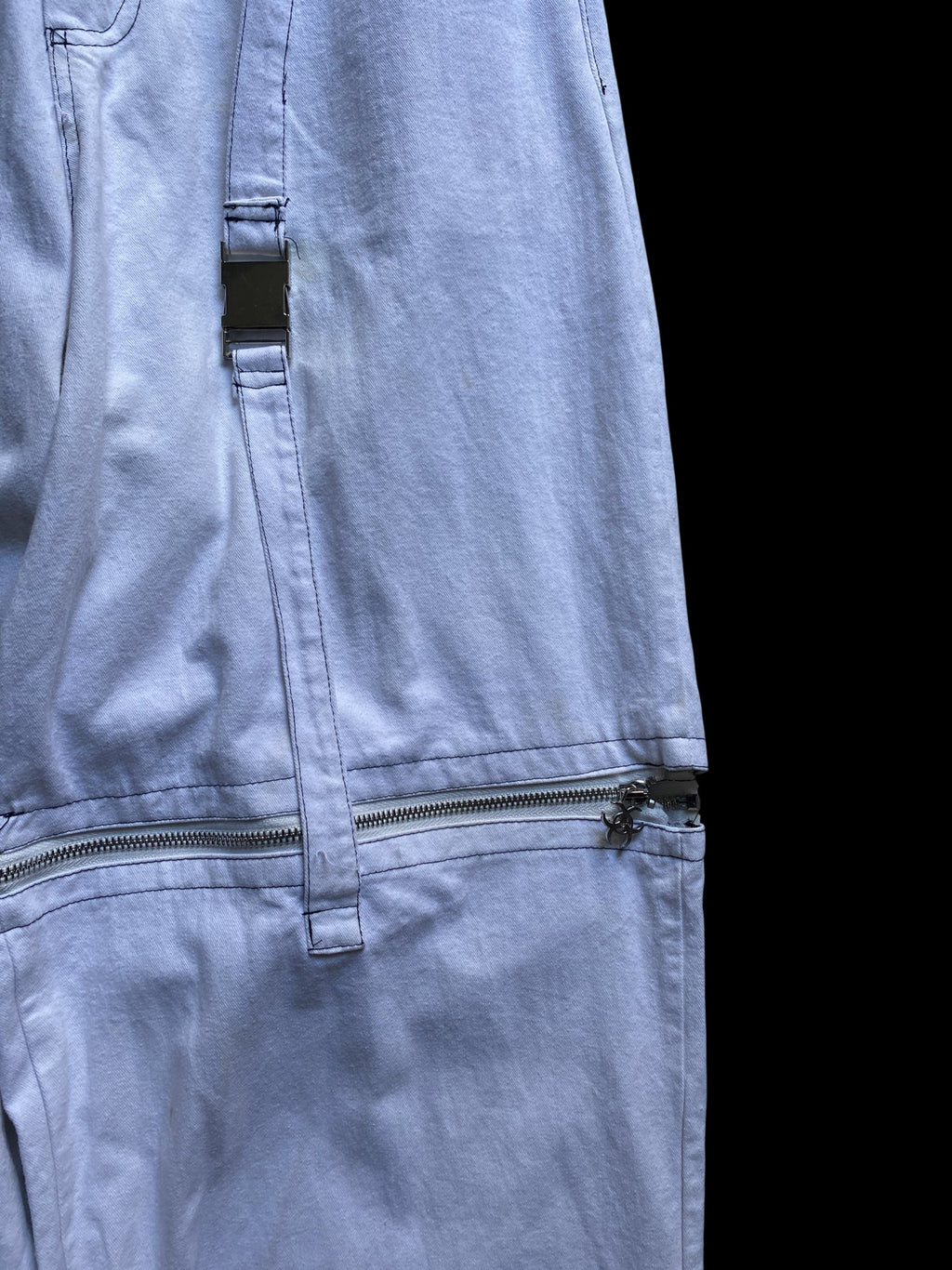 Two-Tone Convertible Trousers with Zip-Off Feature White