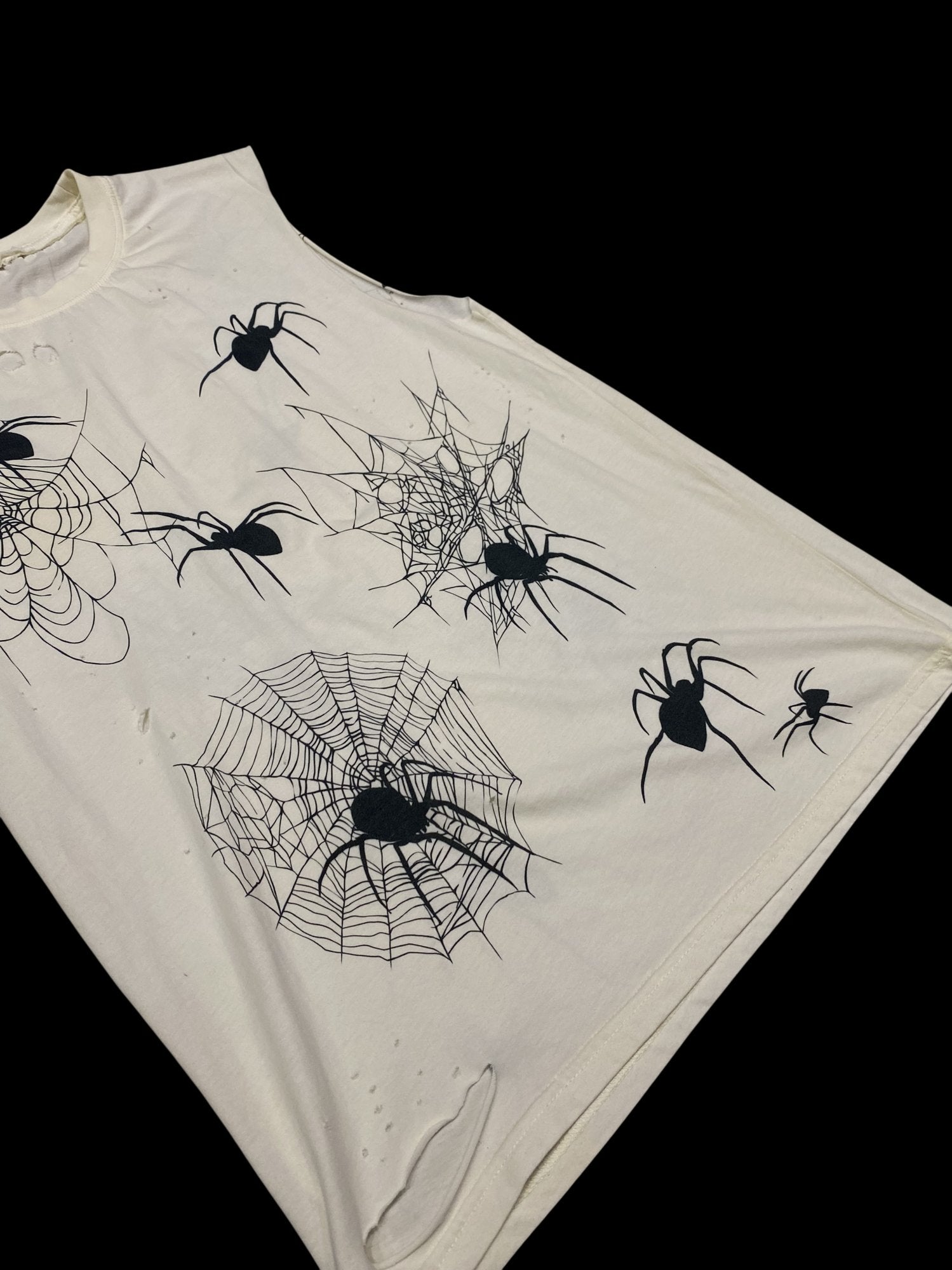 Graphic Sleeveless Spider Web T-Shirt White