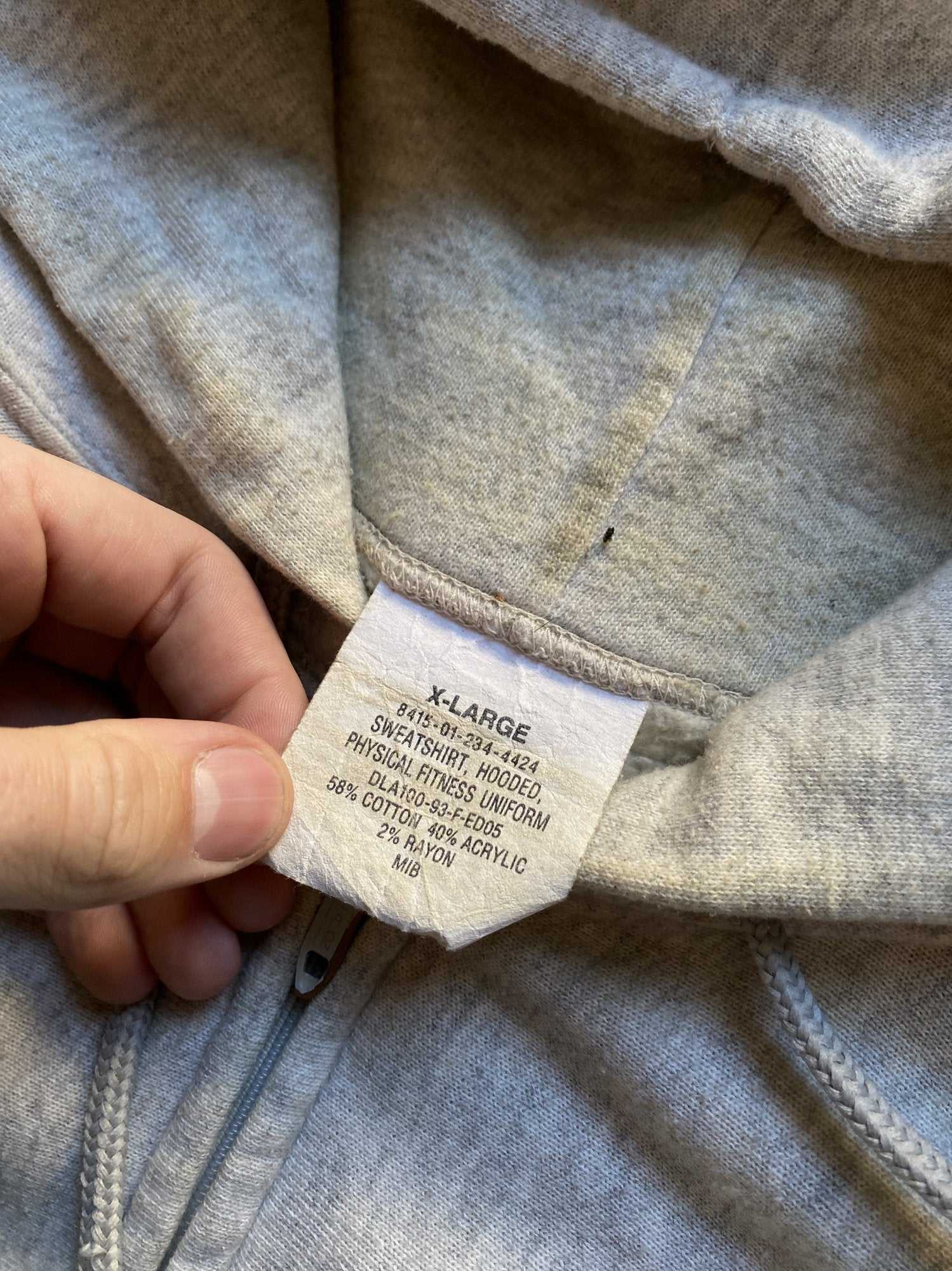 Army Full-Zip Hooded Sweatshirt Gray