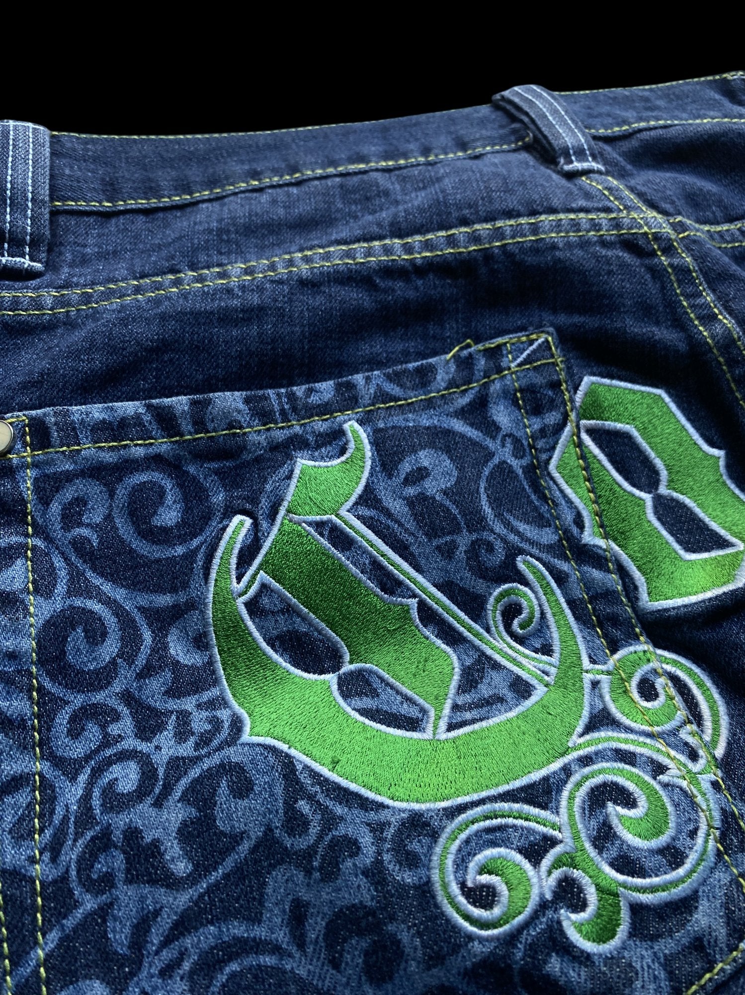 Coogi Union Jack Graphic Denim Jeans Blue