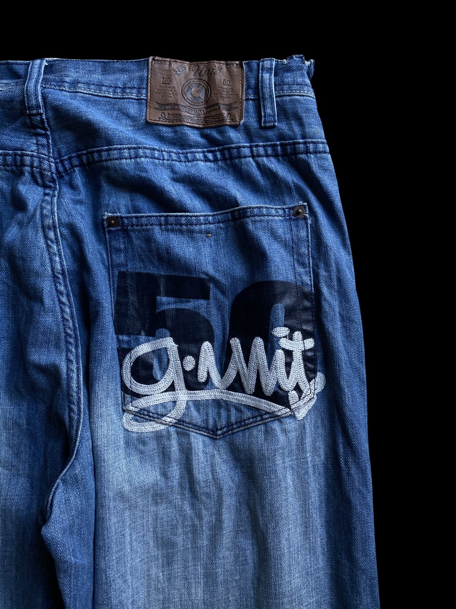 G-Unit 00's Logo Graphic Denim Jeans Blue