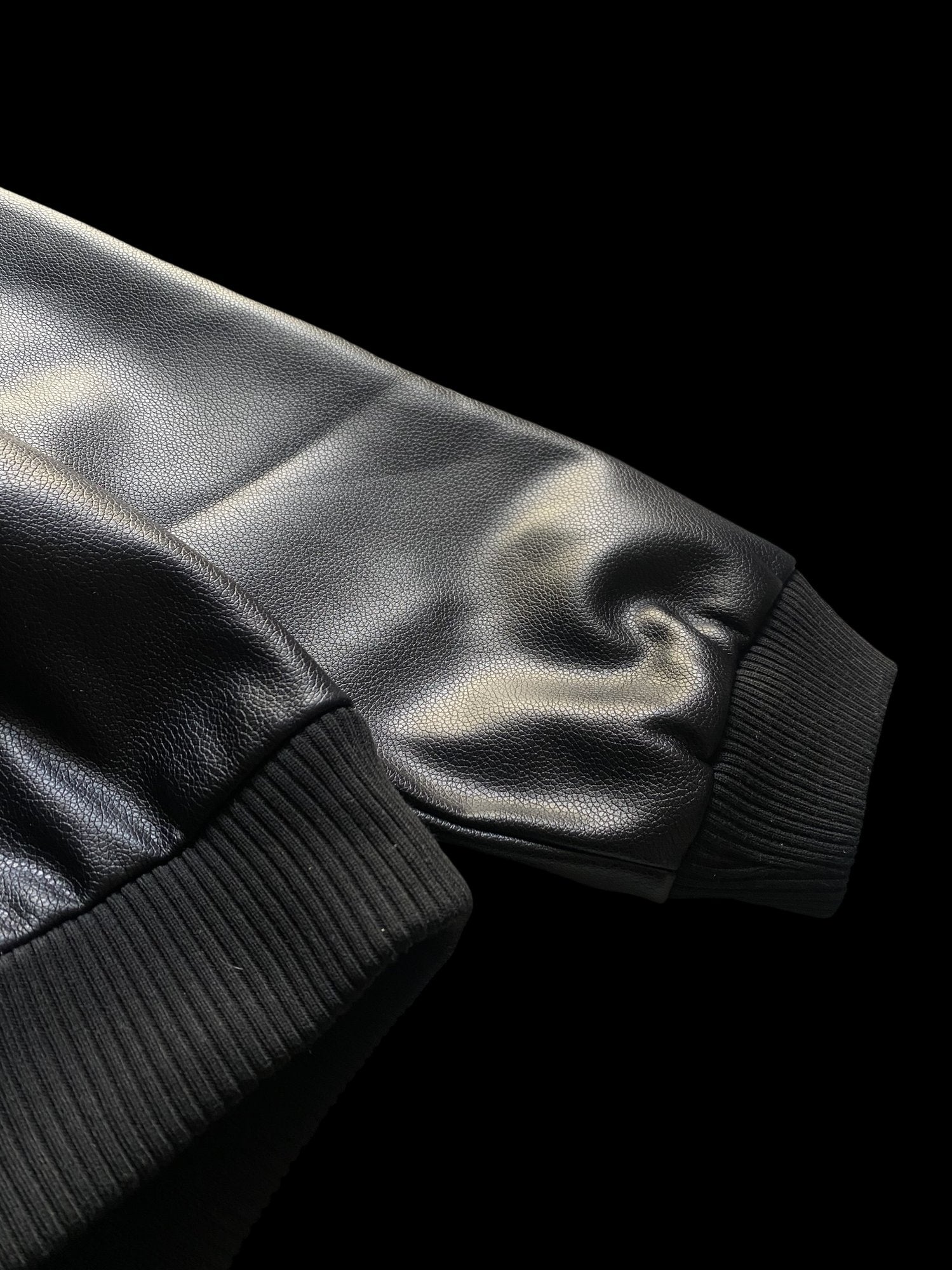 Sinn He On Faux Leather Hoodie Black