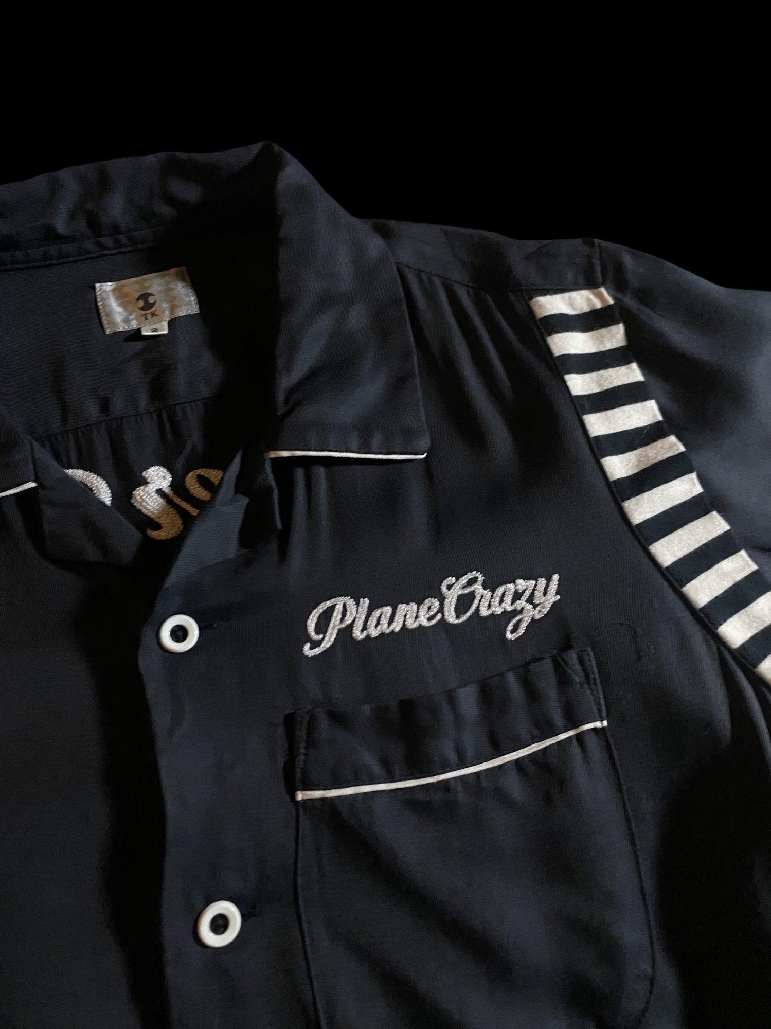 PlaneCrazy Embroidered Short Sleeve Shirt Black