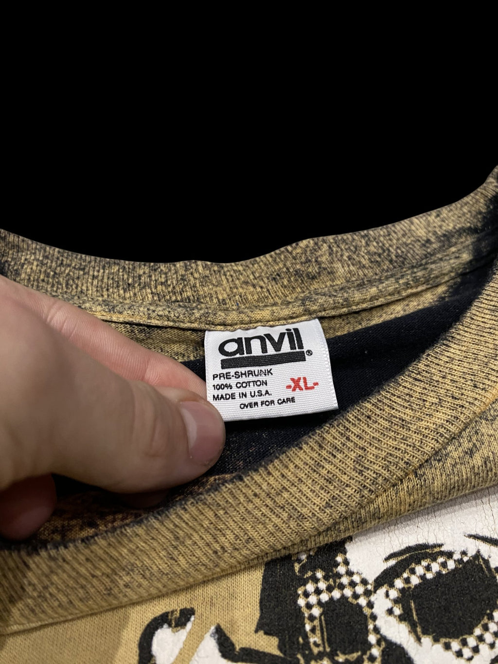 89' Anvil Graphic Skull T-shirt Black Yellow