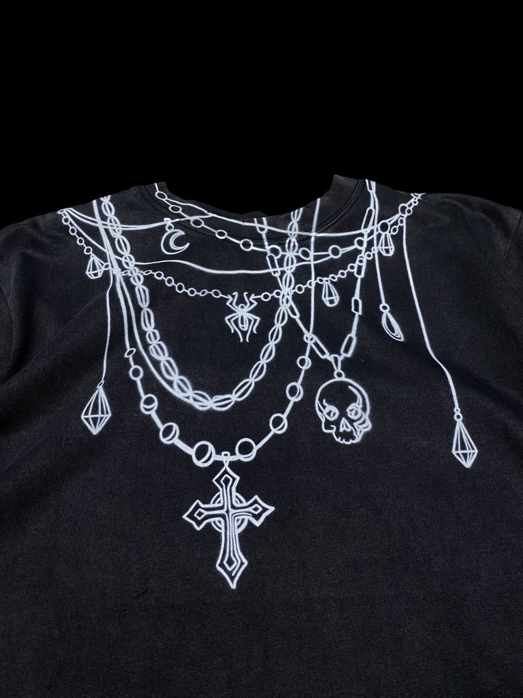 Black Graphic Necklace Print T-Shirt