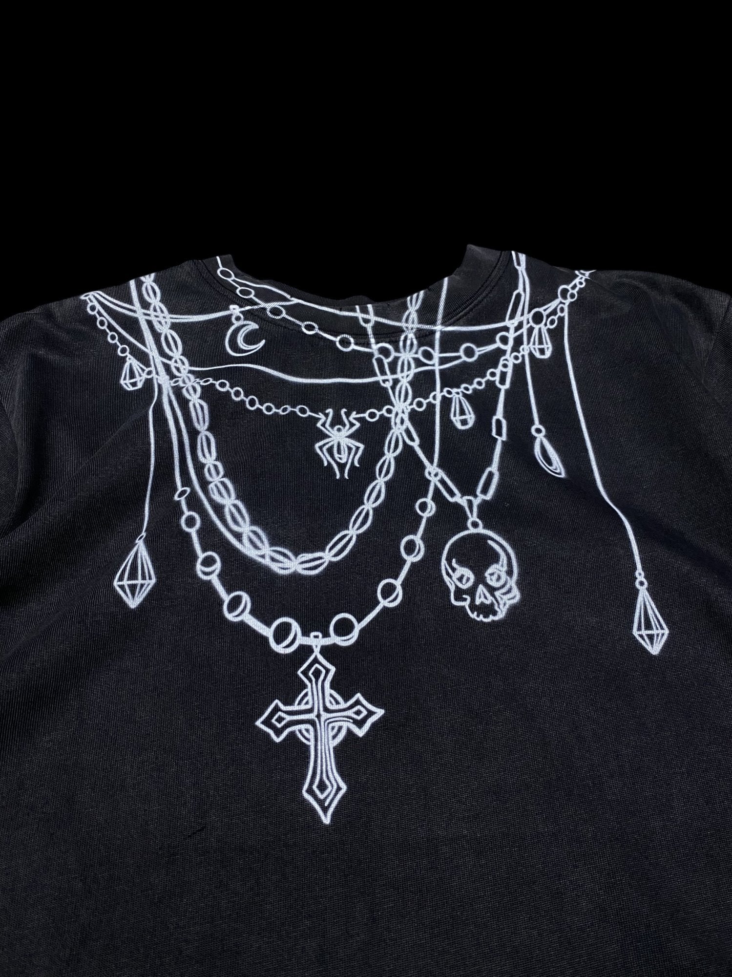 Black Graphic Necklace Print T-Shirt